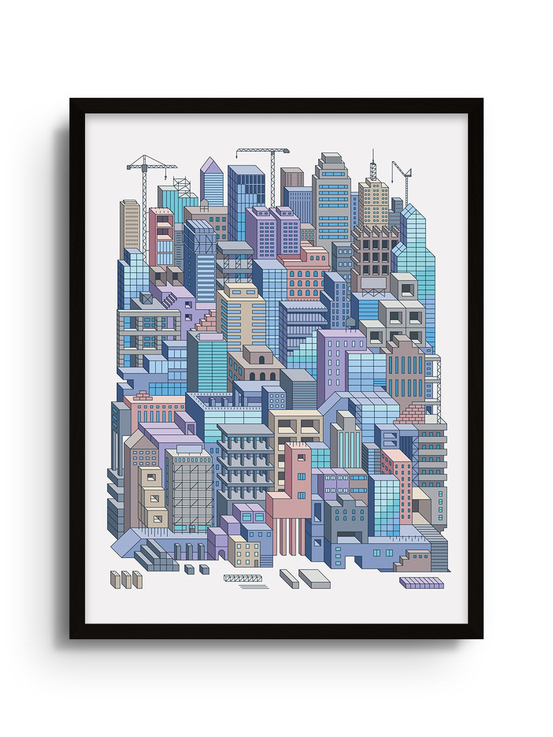 "City Builders (Daytime)" by Rick Crane fine art print in black frame |frame=Black Frame|