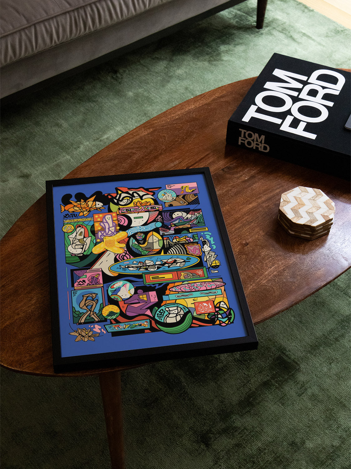 "Tuhrt" by Ori Toor fine art print in black frame displayed in styled interior setting. |type=lifestyle|