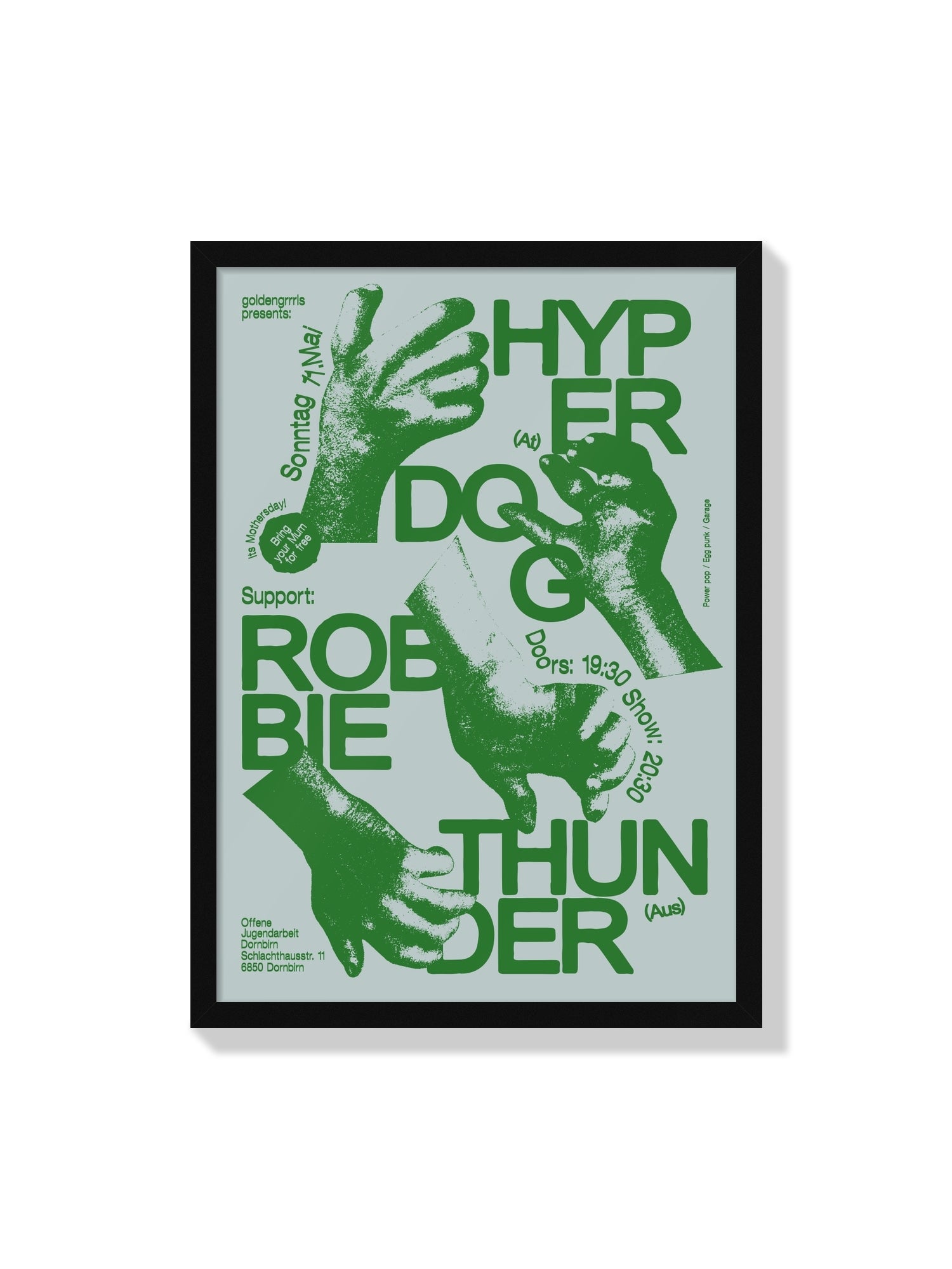 "Hyperdog" fine art print by Jérôme Bizien in black frame, vibrant canine artwork, modern wall decor option |frame=Black Frame|