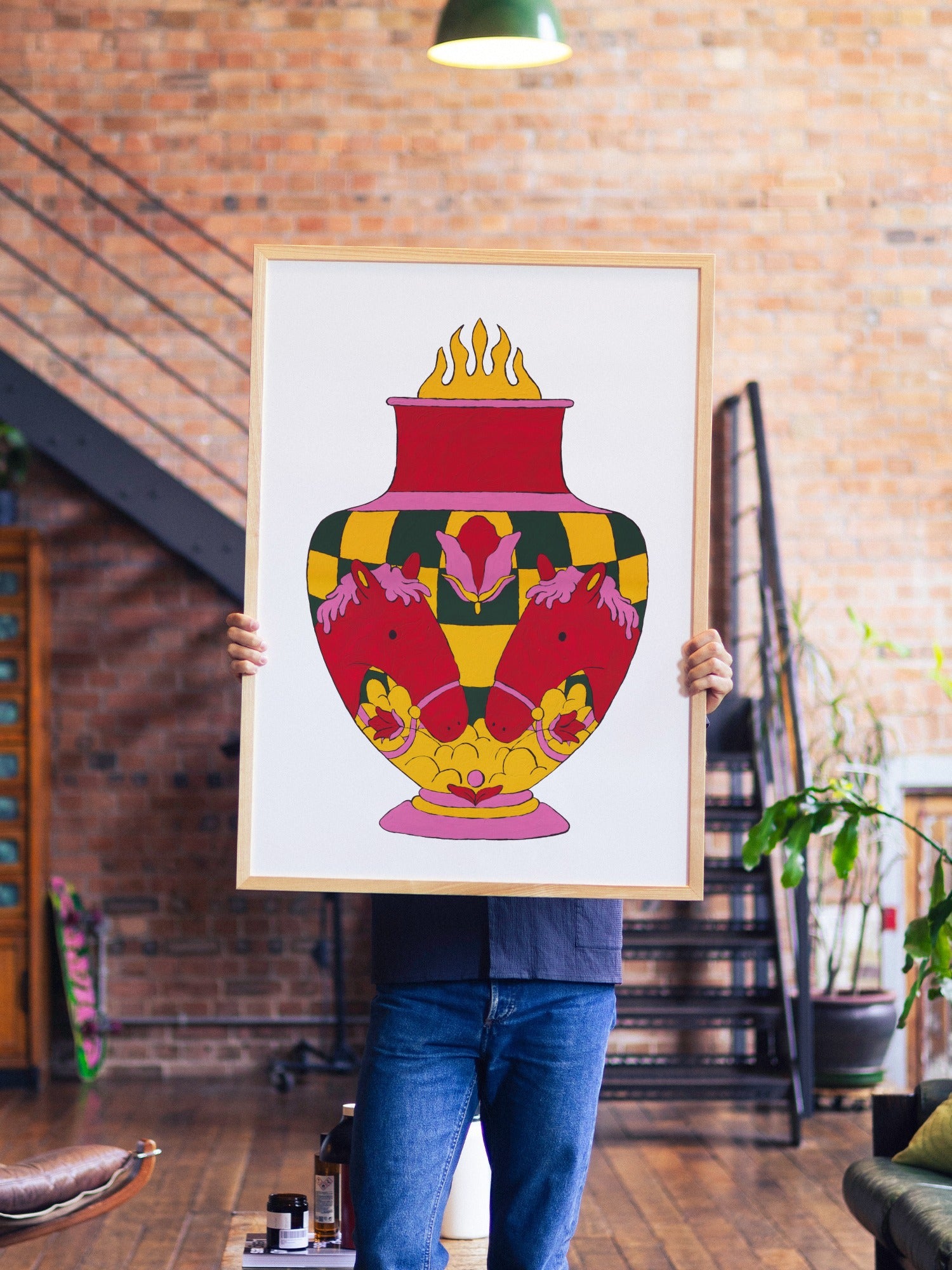 Encounter on the Board - Maria Barrera - A1 - Natural Wood Frame |type=lifestyle|