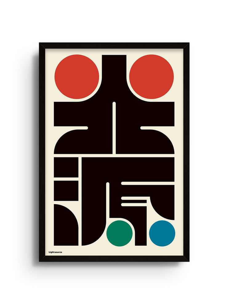 "光源 (Light Source) by Kenichi Minami with Black Frame, East Side Studio London fine art print mockup"