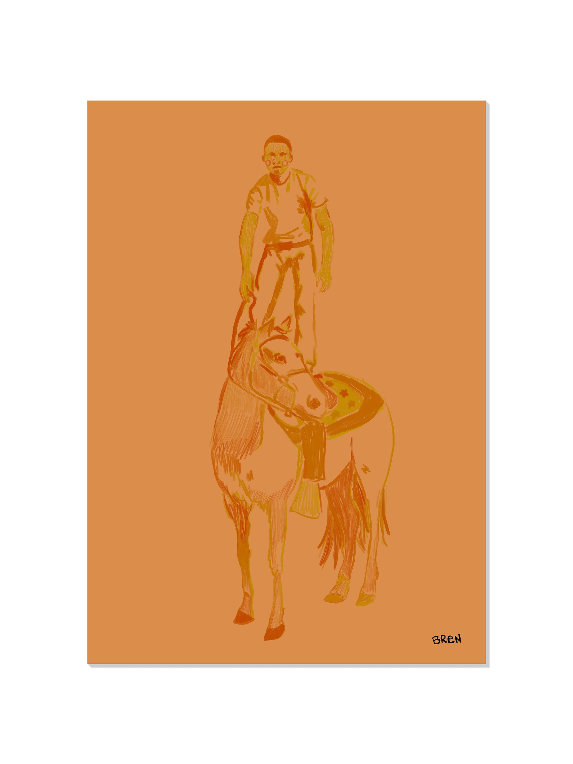 Man Standing on Horse - Scared of Moths - Unframed |frame=Unframed|