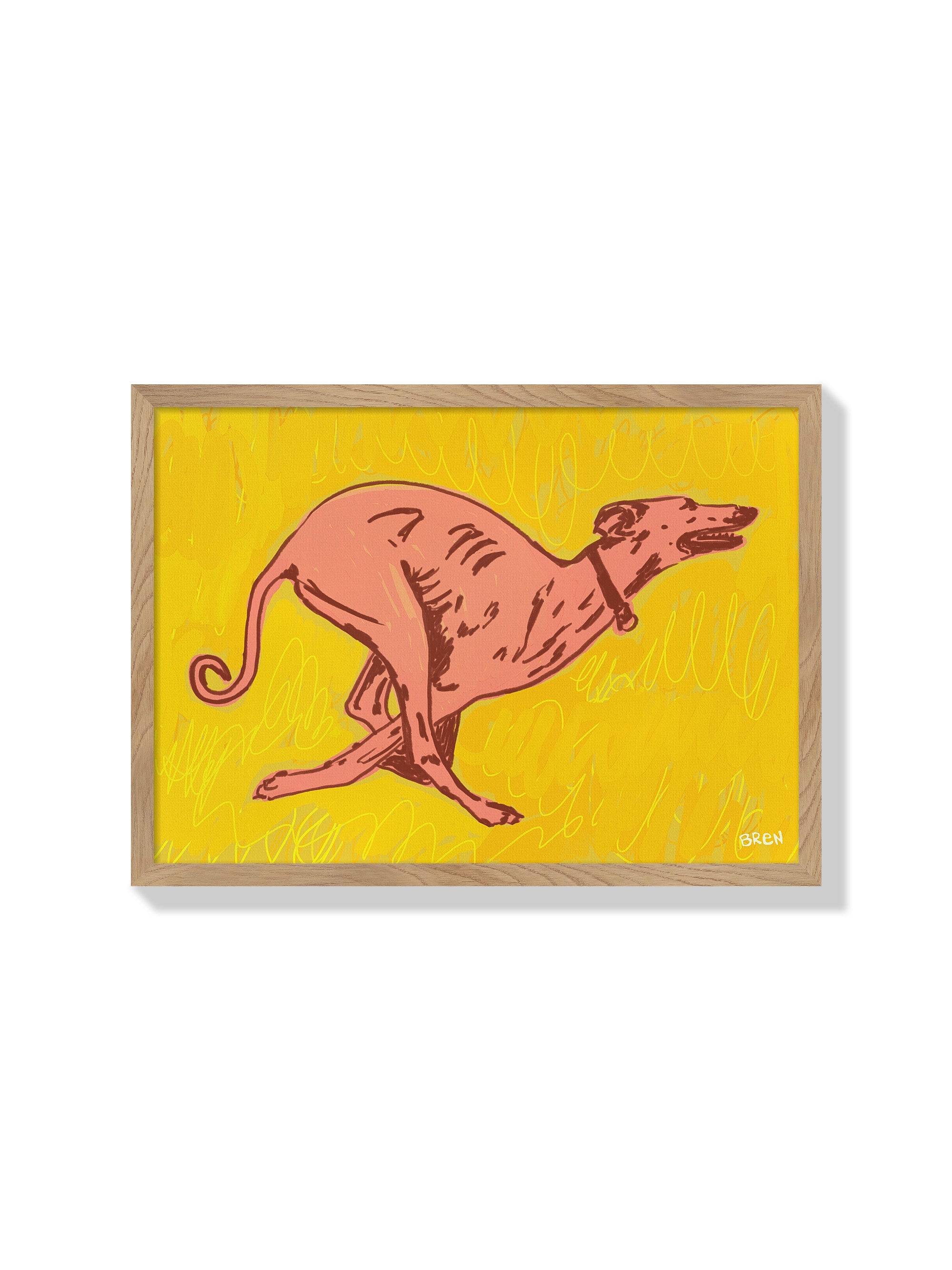 Greyhound Running - Scared of Moths - Natural Frame |frame=Natural Frame|
