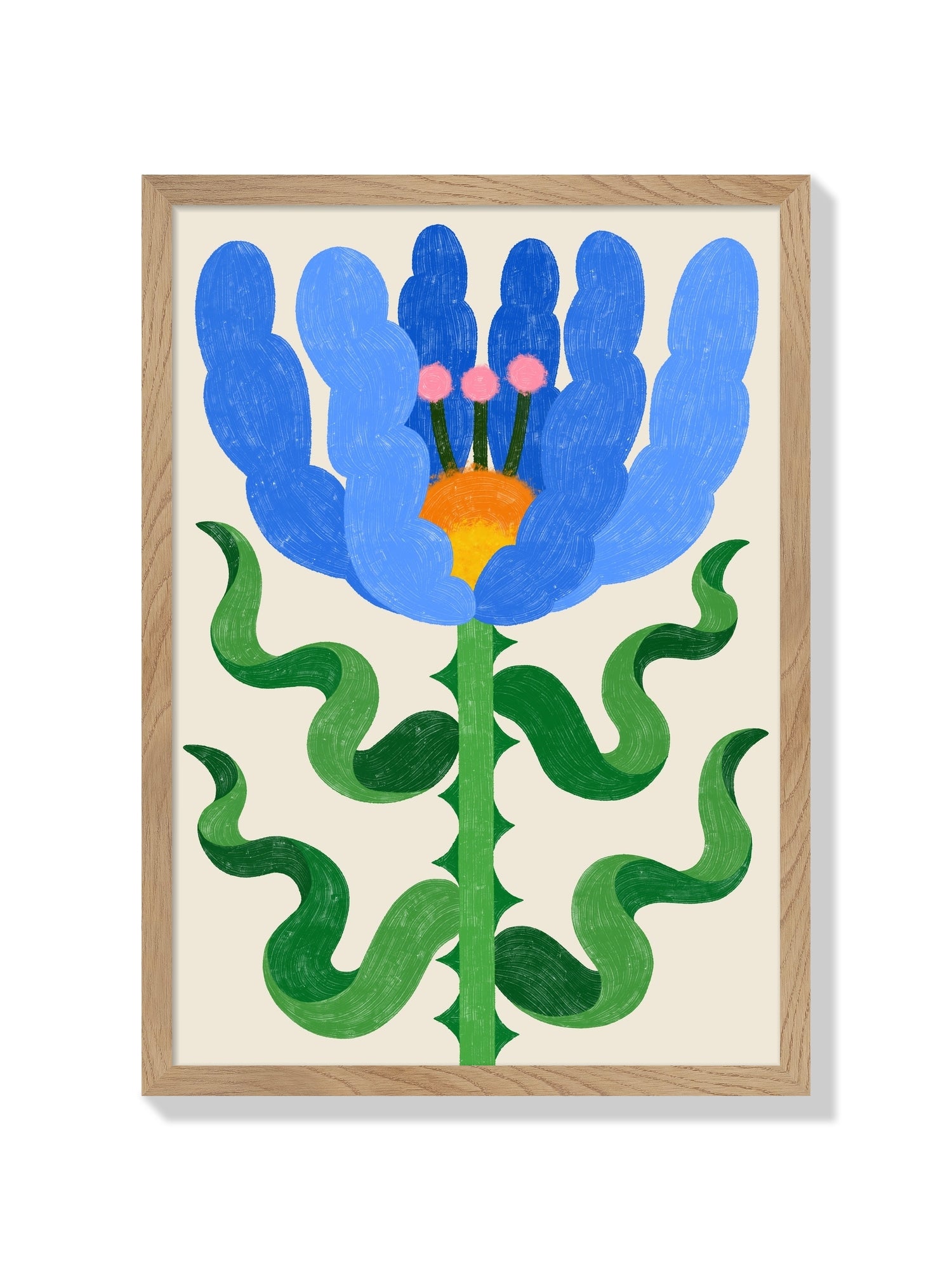 Fine art print "Wildflower 03" by Manne Jalilian in Natural Frame, colorful wildflowers on display. |frame=Natural Frame|