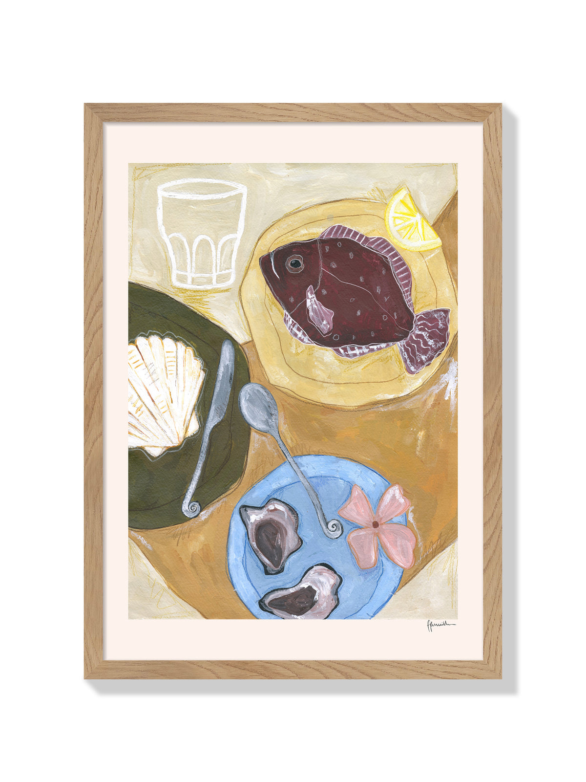 Oysters, Fish & Flowers - Frankie Penwill - Natural Frame |frame=Natural Frame|