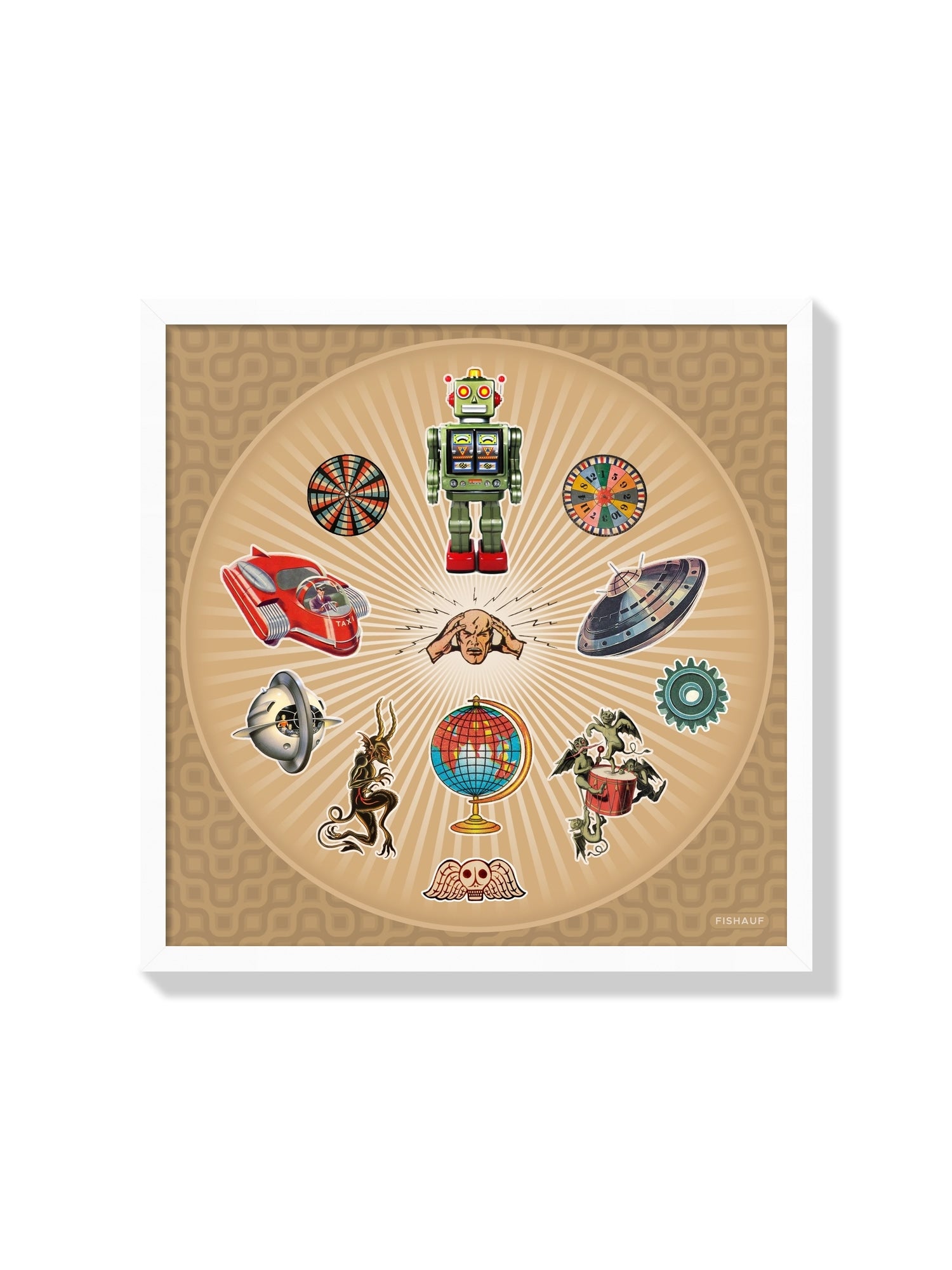 BRAINIAC fine art print by LOUIS FISHAUF, framed in white frame. |frame=White Frame|