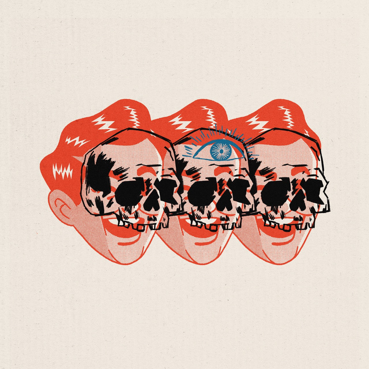 Surreal Graphic Art Print - 3 Skulls by whatsalexdrawn | East Side