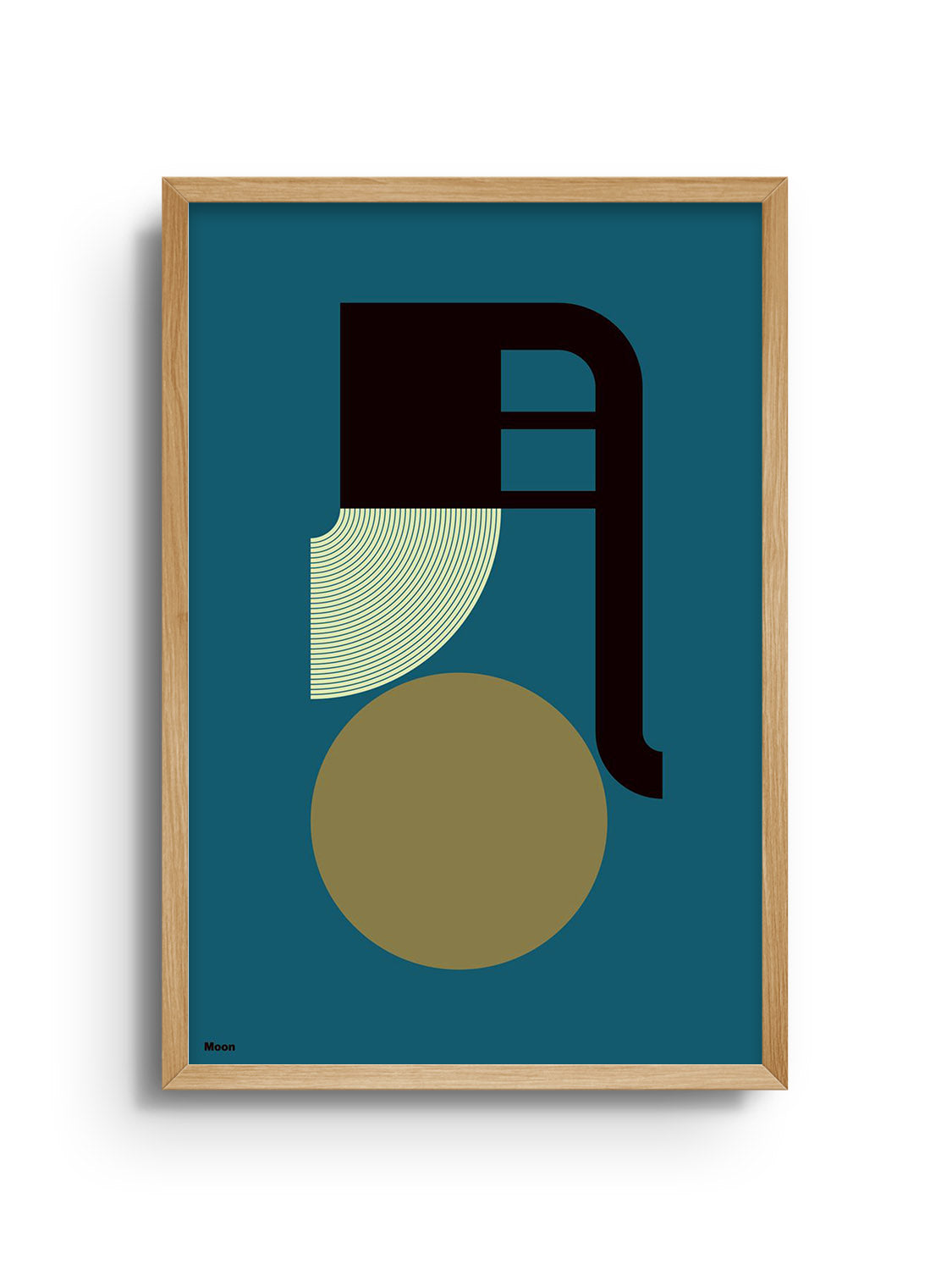 "月 (moon)" by Kenichi Minami in natural frame, product mockup, East Side Studio London fine art print.