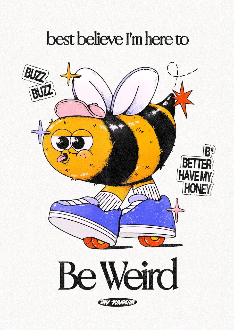 a drawing of a bee with a quote on it