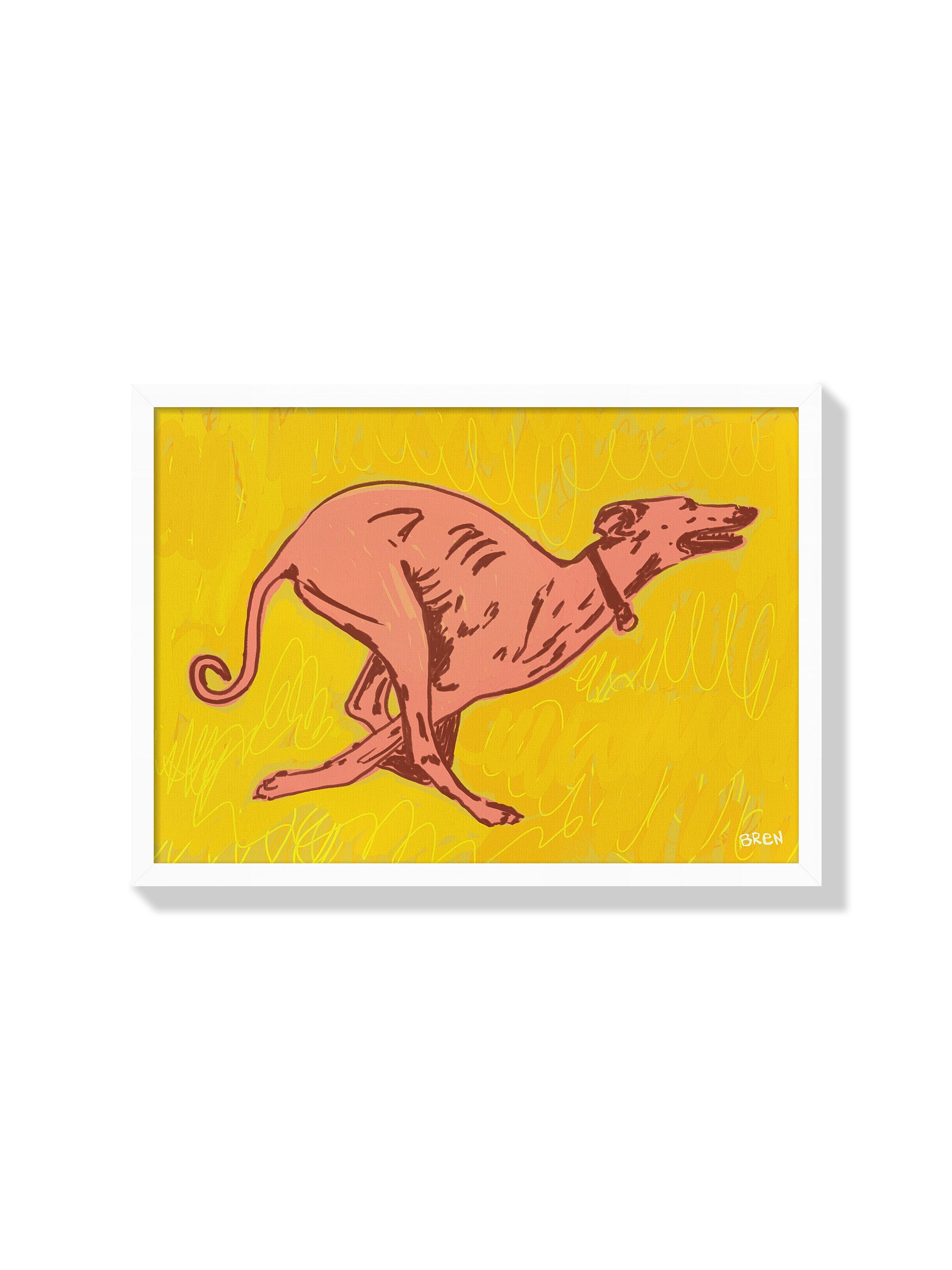 Greyhound Running - Scared of Moths - White Frame |frame=White Frame|