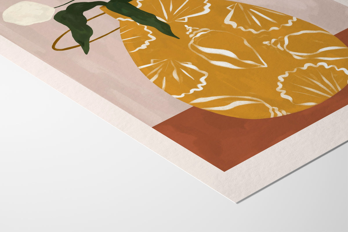 White Flowers In Shell Vase - Frankie Penwill - Fine Art Paper 200gsm |type=paper|