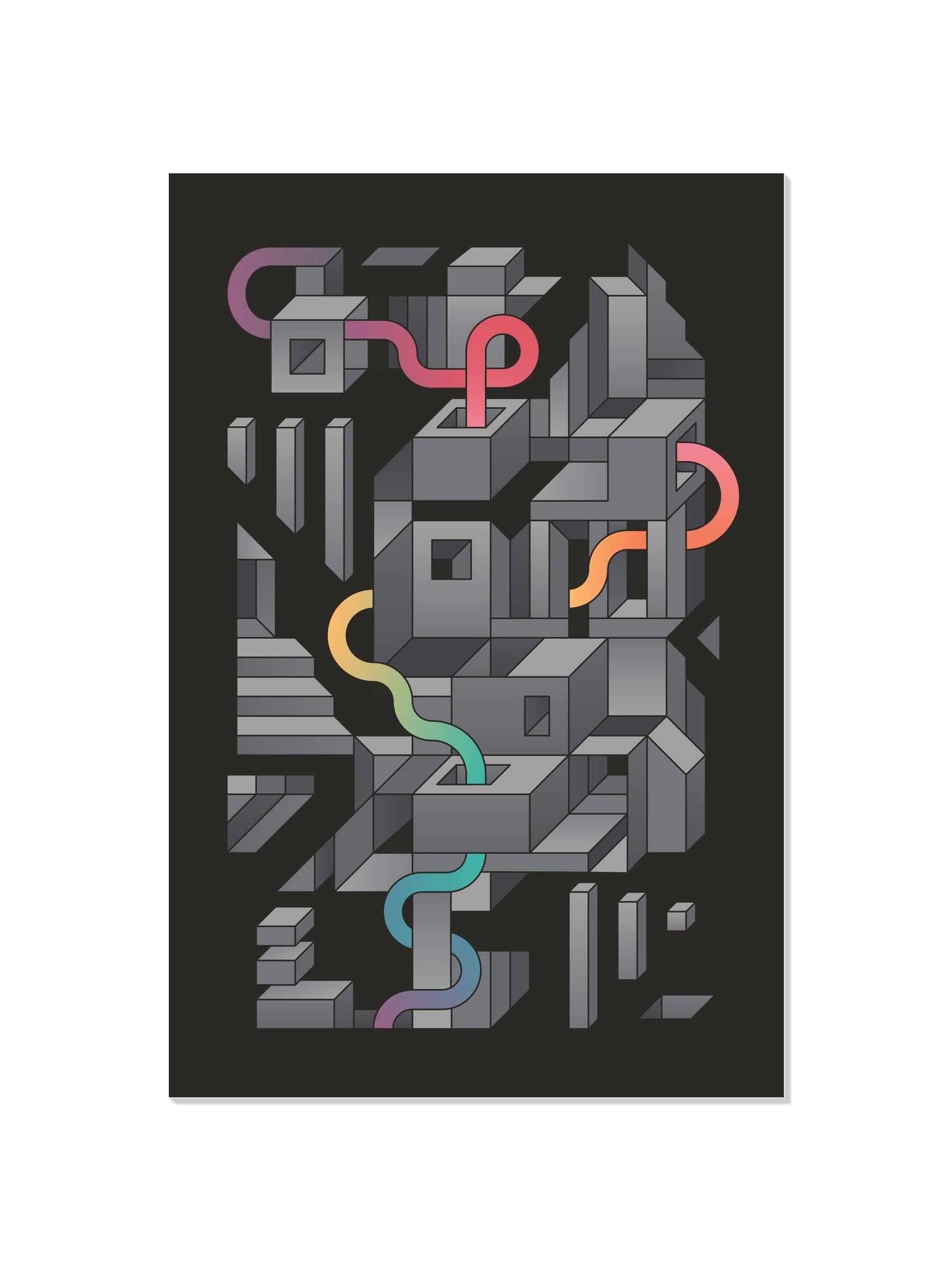 "Shape Shift 06" by Rick Crane, fine art print displayed unframed, perfect for modern home decor. |frame=Unframed|