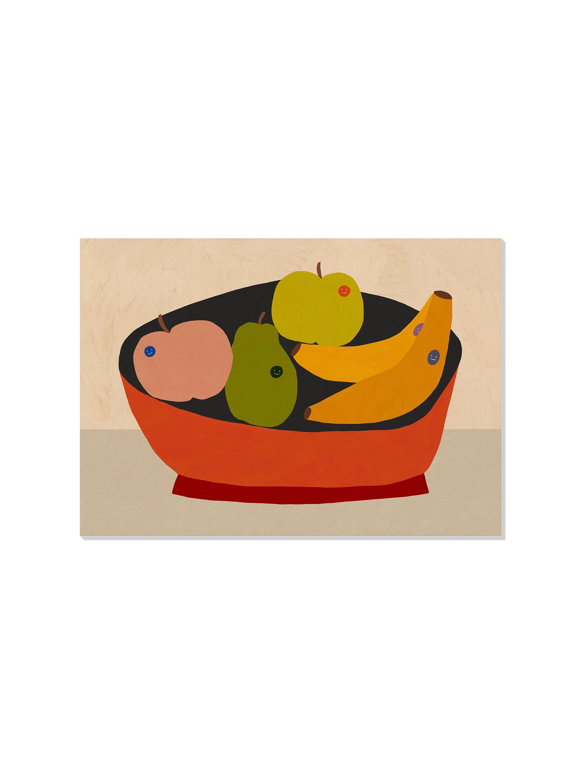 Fruit With Stickers In Fruit Bowl - Sophie Deller - Unframed |frame=Unframed|