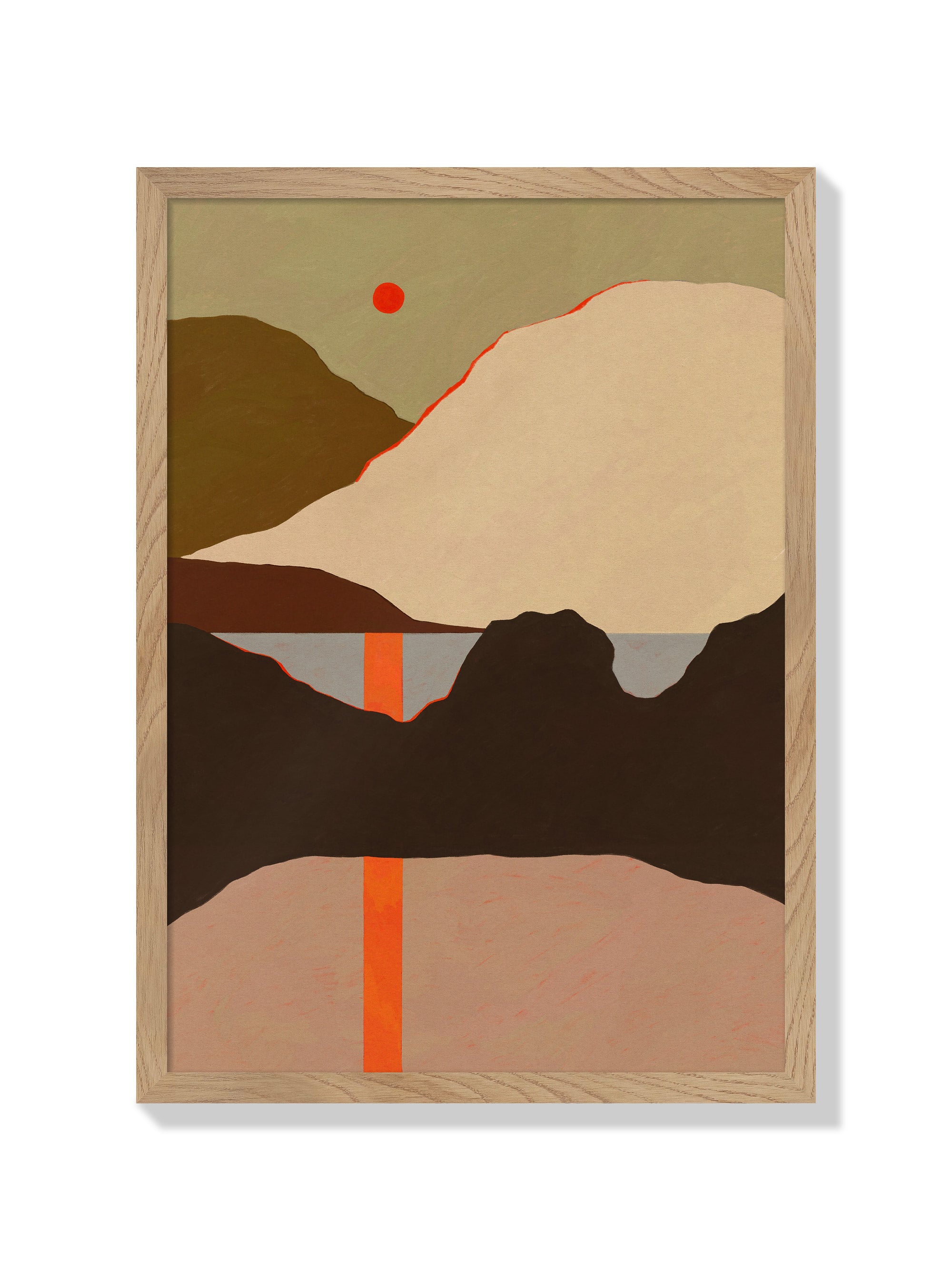 Red Sun On Still Sea - Sophie Deller - Natural Frame |frame=Natural Frame|