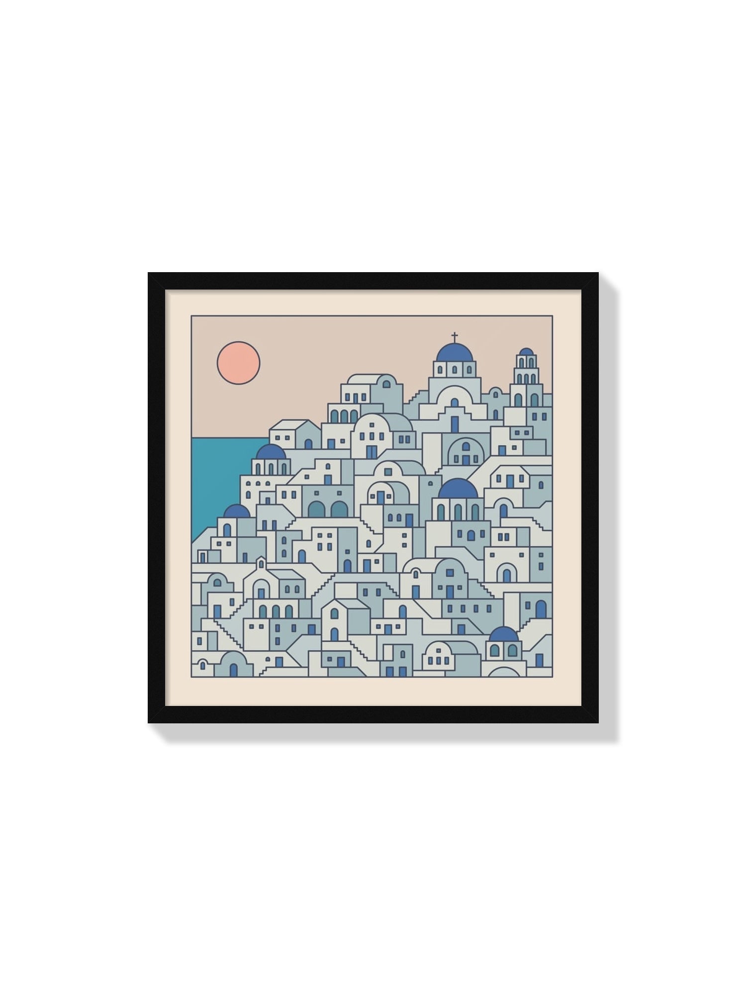 "Settlements 02" by Rick Crane, fine art print in black frame, showcasing abstract city landscapes with intricate details |frame=Black Frame|