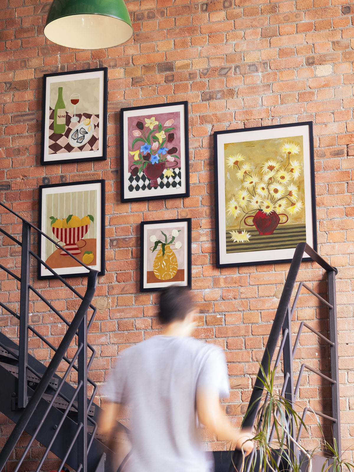 Colourful Bunch In Burgundy Vase - Frankie Penwill - A_GWBlack_300626 |type=gallerywall|
