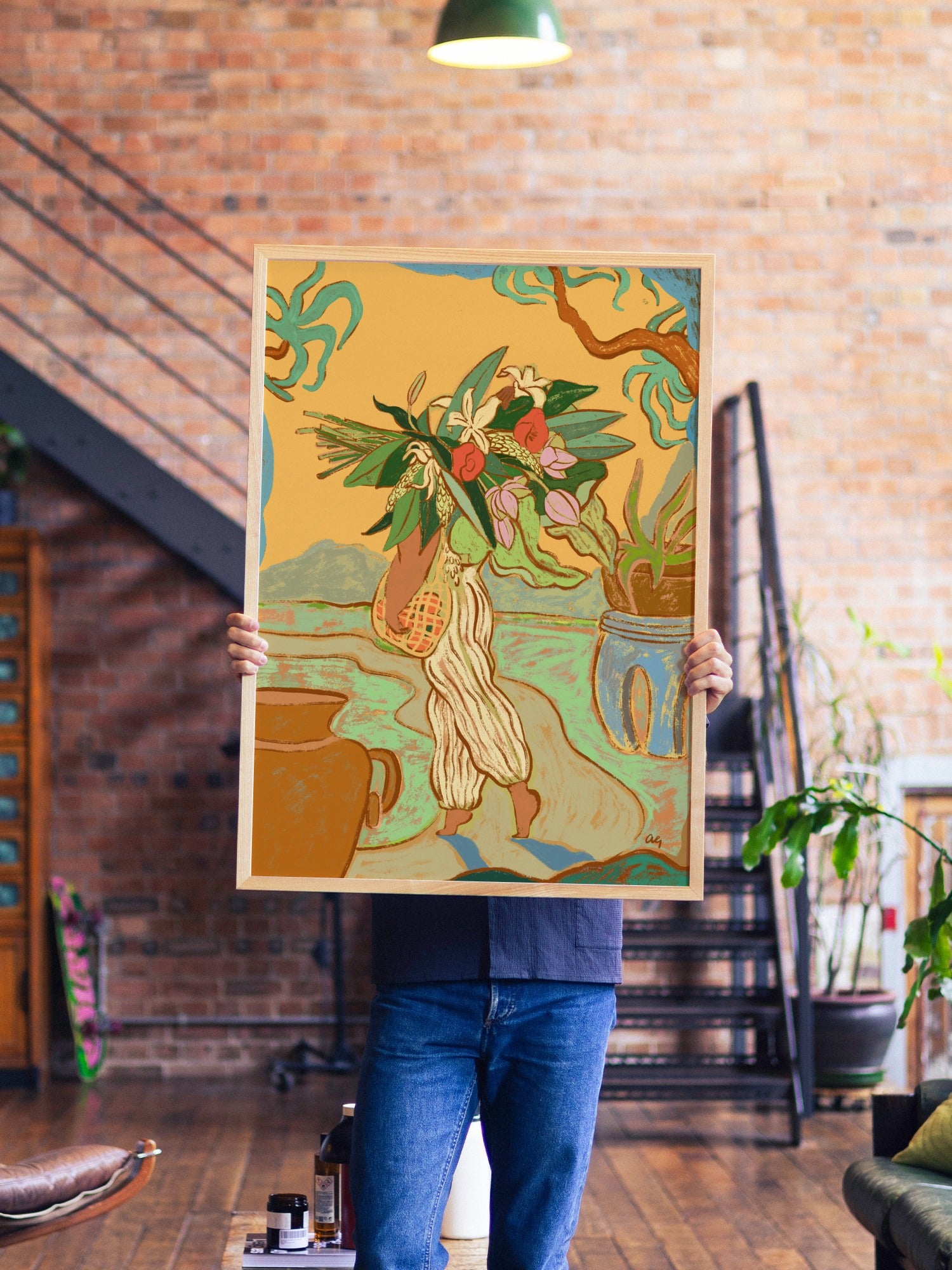 Hands Are Full - Arty Guava - A1 - Natural Wood Frame |type=lifestyle|