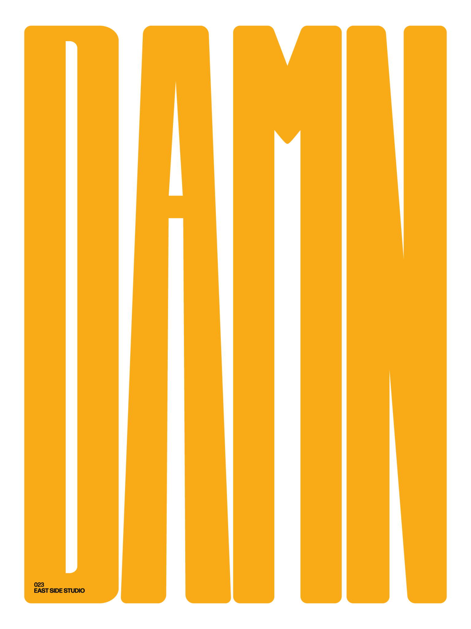 a yellow and white logo with the word damn