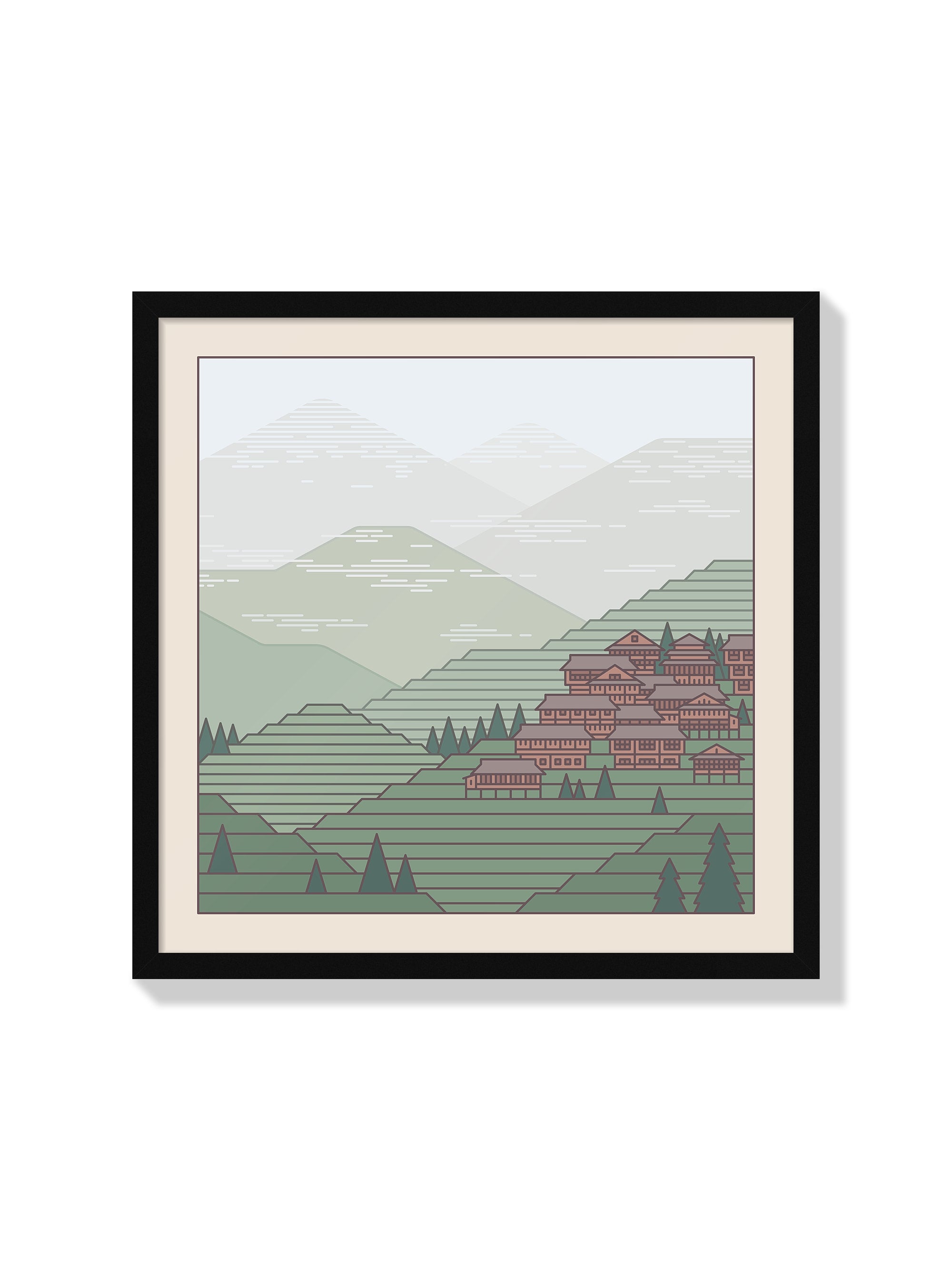 Settlements 15 – Rice Terraces, Southern China - Rick Crane - Black Frame |frame=Black Frame|