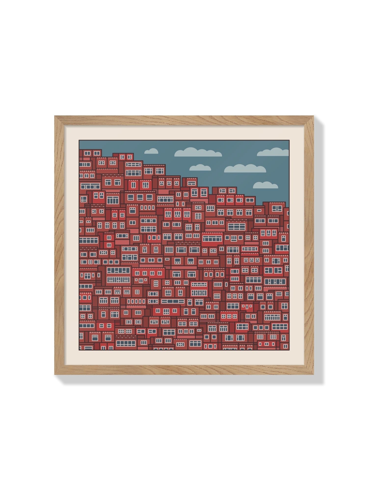 Fine art print "Settlements 10 – Larung Gar, China" by Rick Crane in Natural Frame. |frame=Natural Frame|