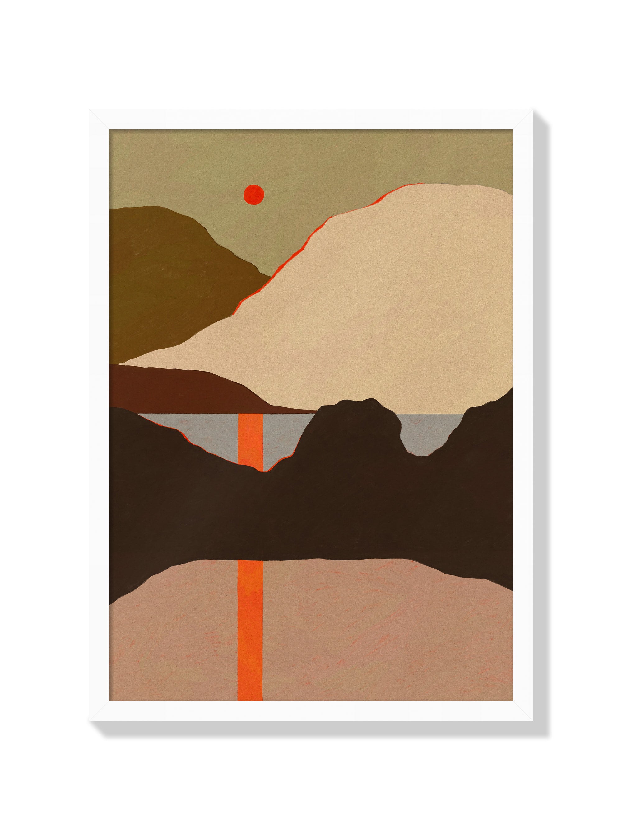 Red Sun On Still Sea - Sophie Deller - White Frame |frame=White Frame|