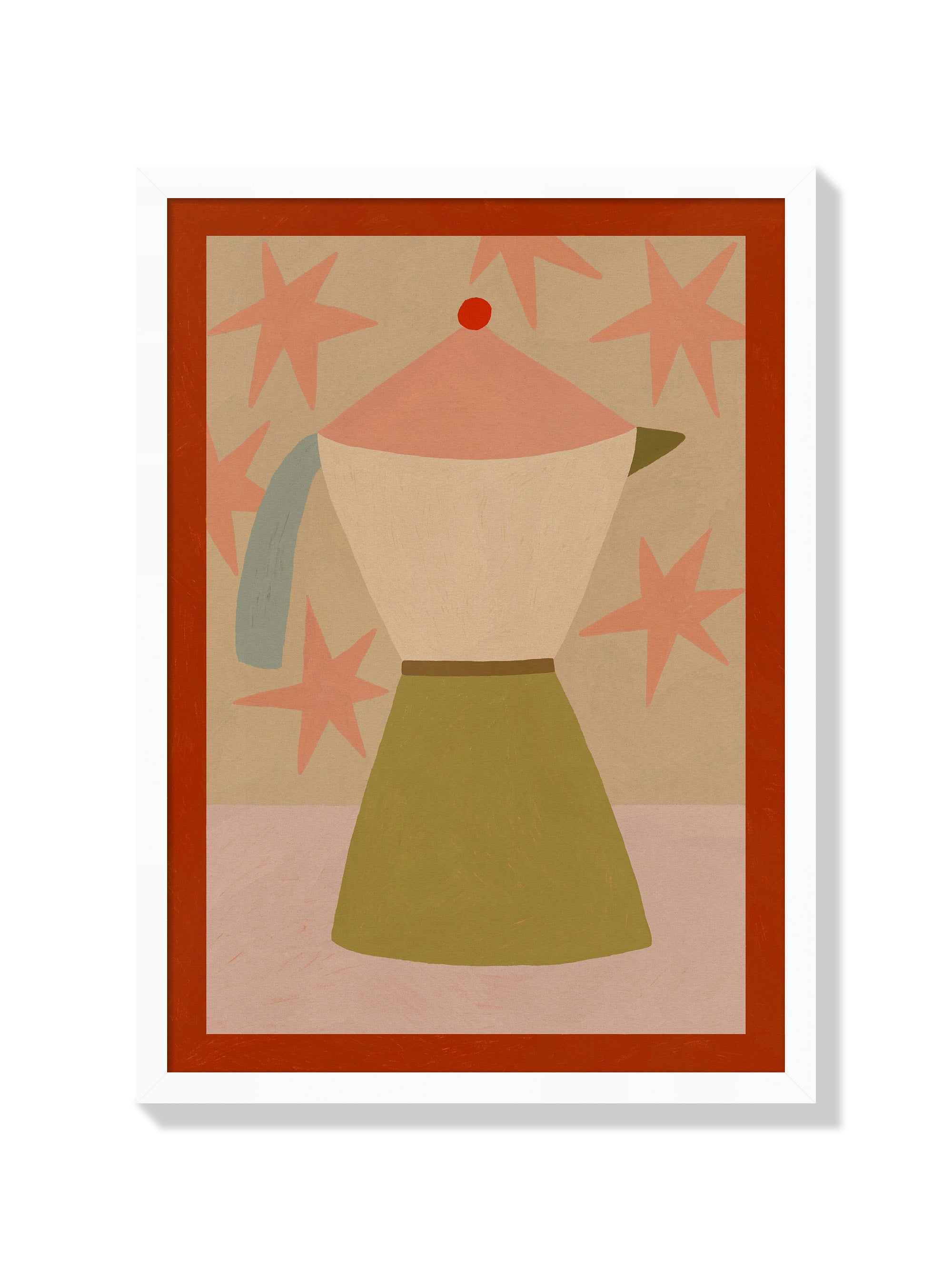Moka Pot With Stars - Sophie Deller  - White Frame |frame=White Frame|