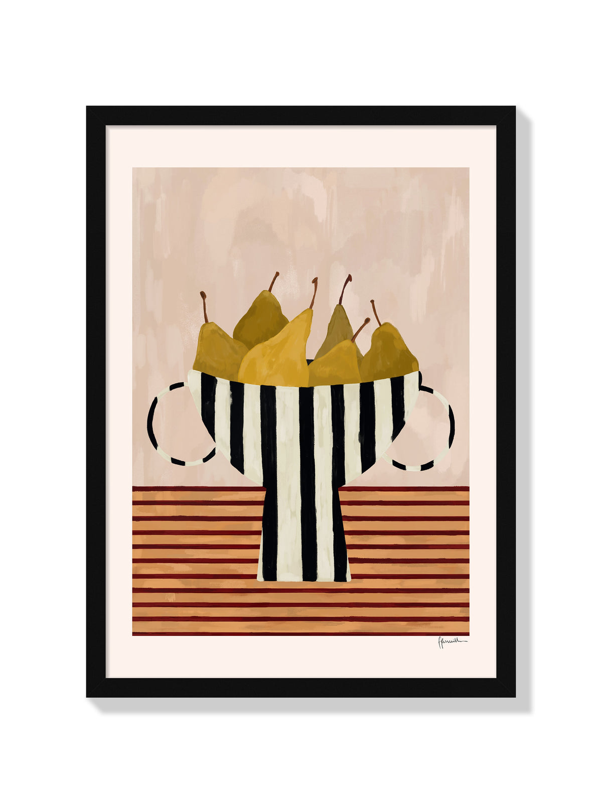 Pears In Black & White Bowl - Frankie Penwill - Black Frame |frame=Black Frame|