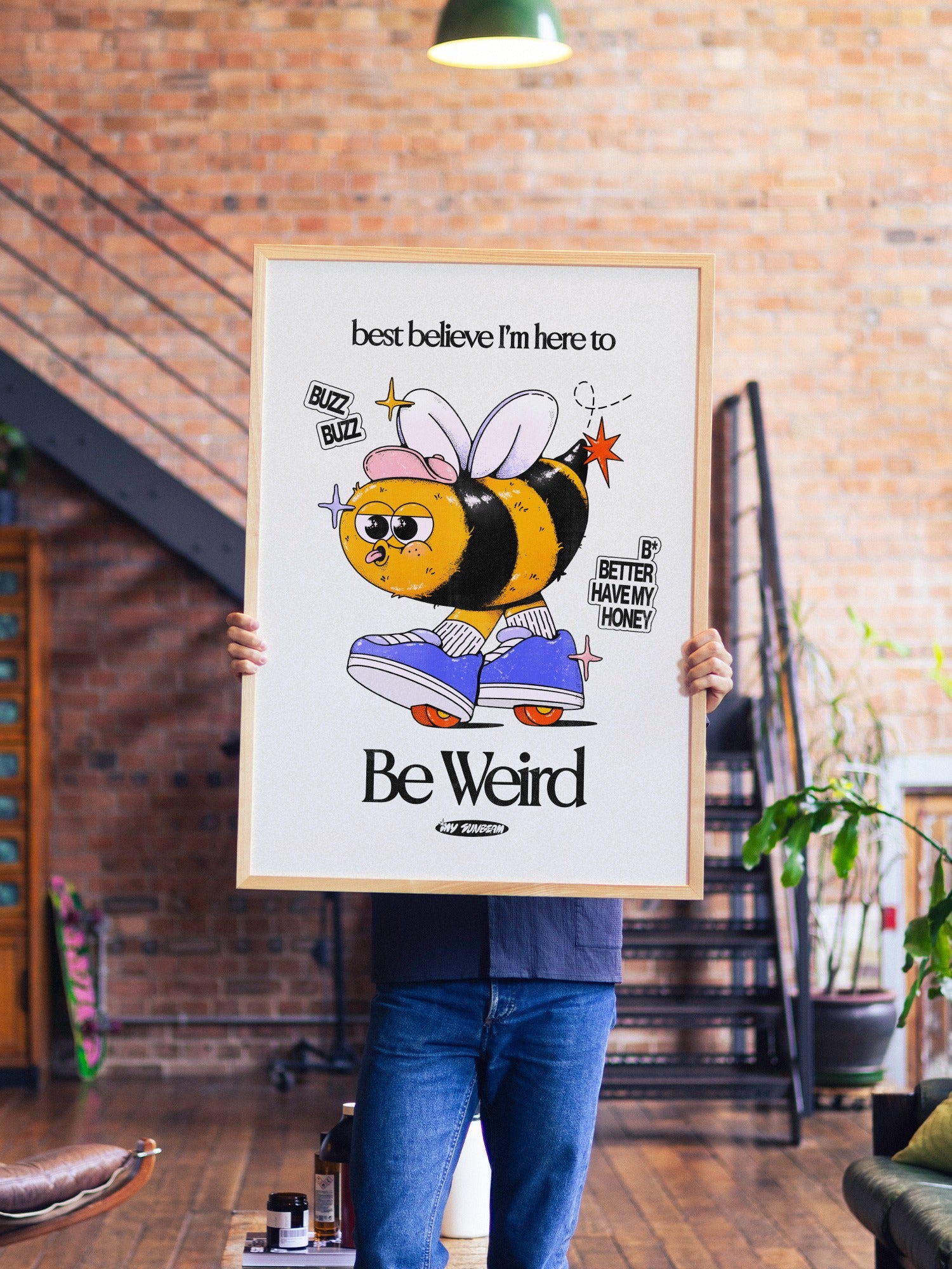 Playful Cartoon Art Print - Be Weird by My Sunbeam | East Side
