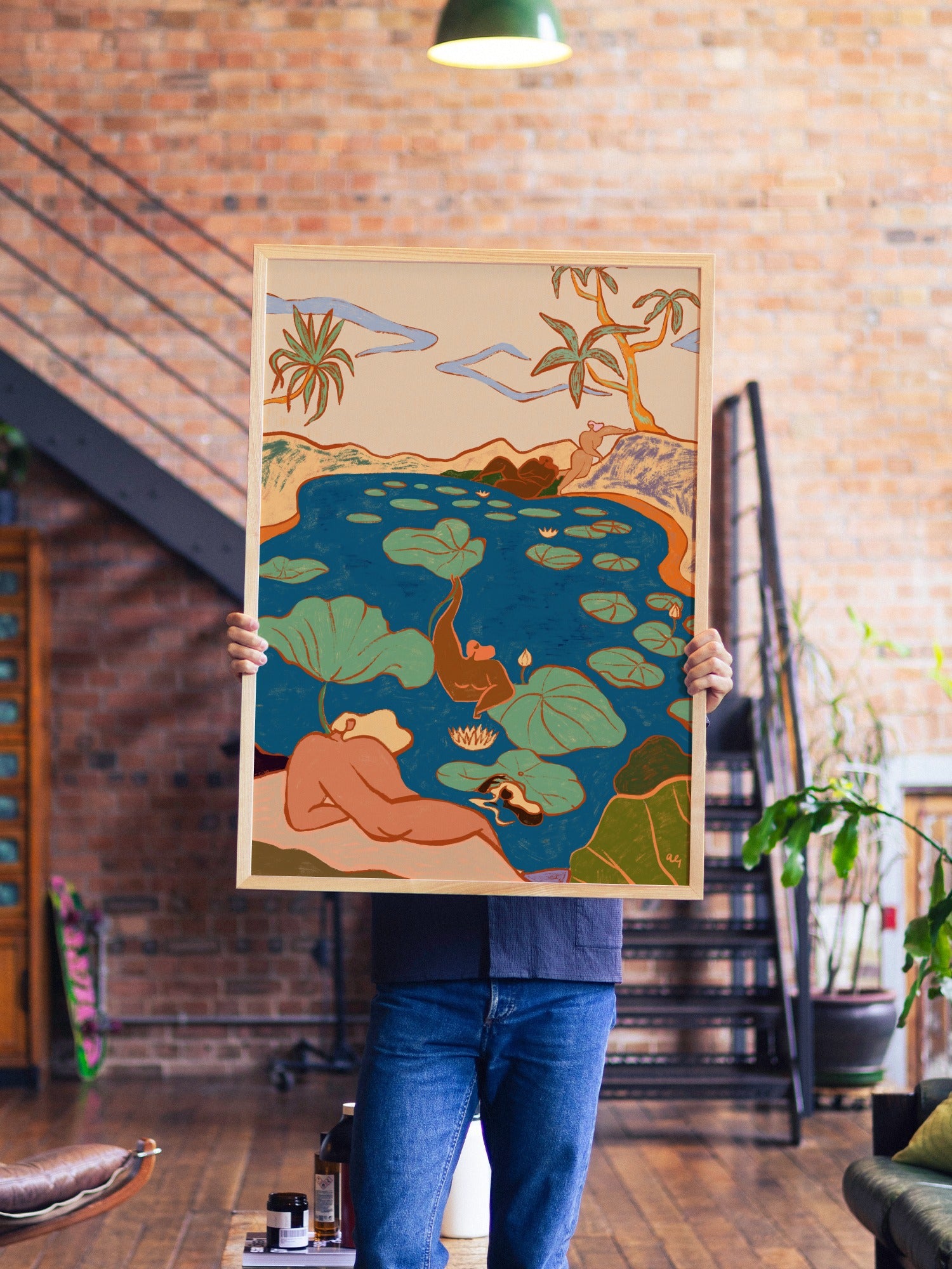 By The Lily Pond - Arty Guava - A1 - Natural Wood Frame |frame=A1 - Natural Wood Frame| |type=lifestyle|
