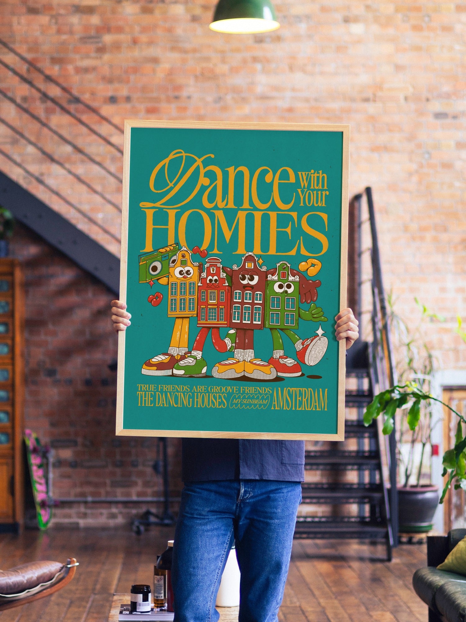 Dance With Your Homies - Sea Green - My Sunbeam - A1 - Natural Wood Frame |frame=A1 - Natural Wood Frame| |type=lifestyle|