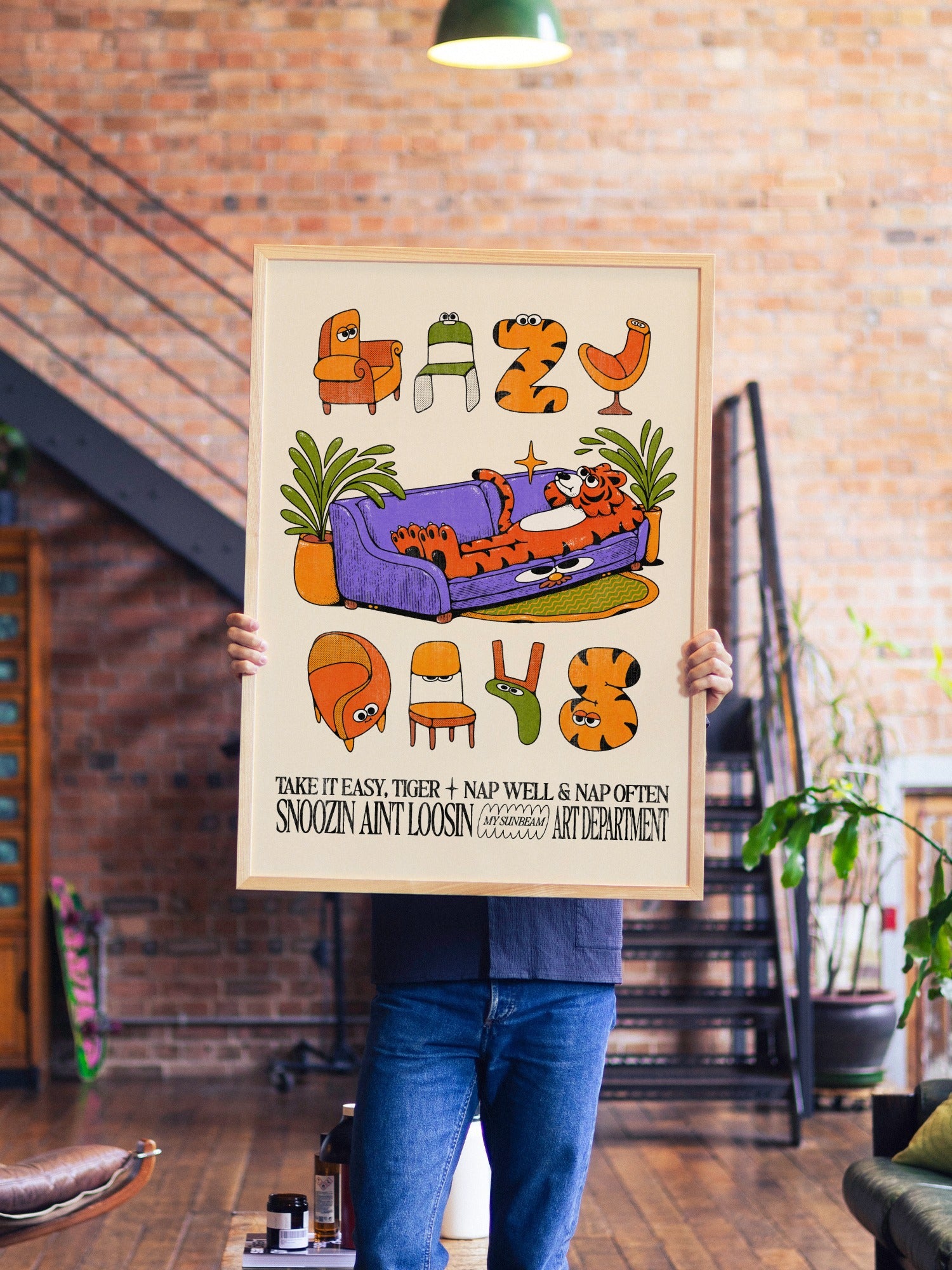 Lazy Days - Off White - My Sunbeam - A1 - Natural Wood Frame |frame=A1 - Natural Wood Frame| |type=lifestyle|