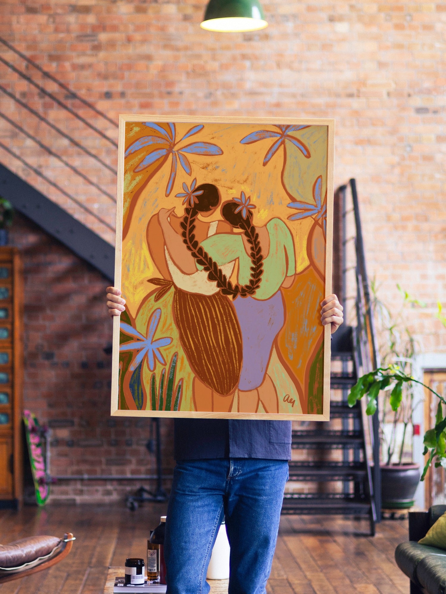 Lean On Her Shoulder - Arty Guava - A1 - Natural Wood Frame |frame=A1 - Natural Wood Frame| |type=lifestyle|