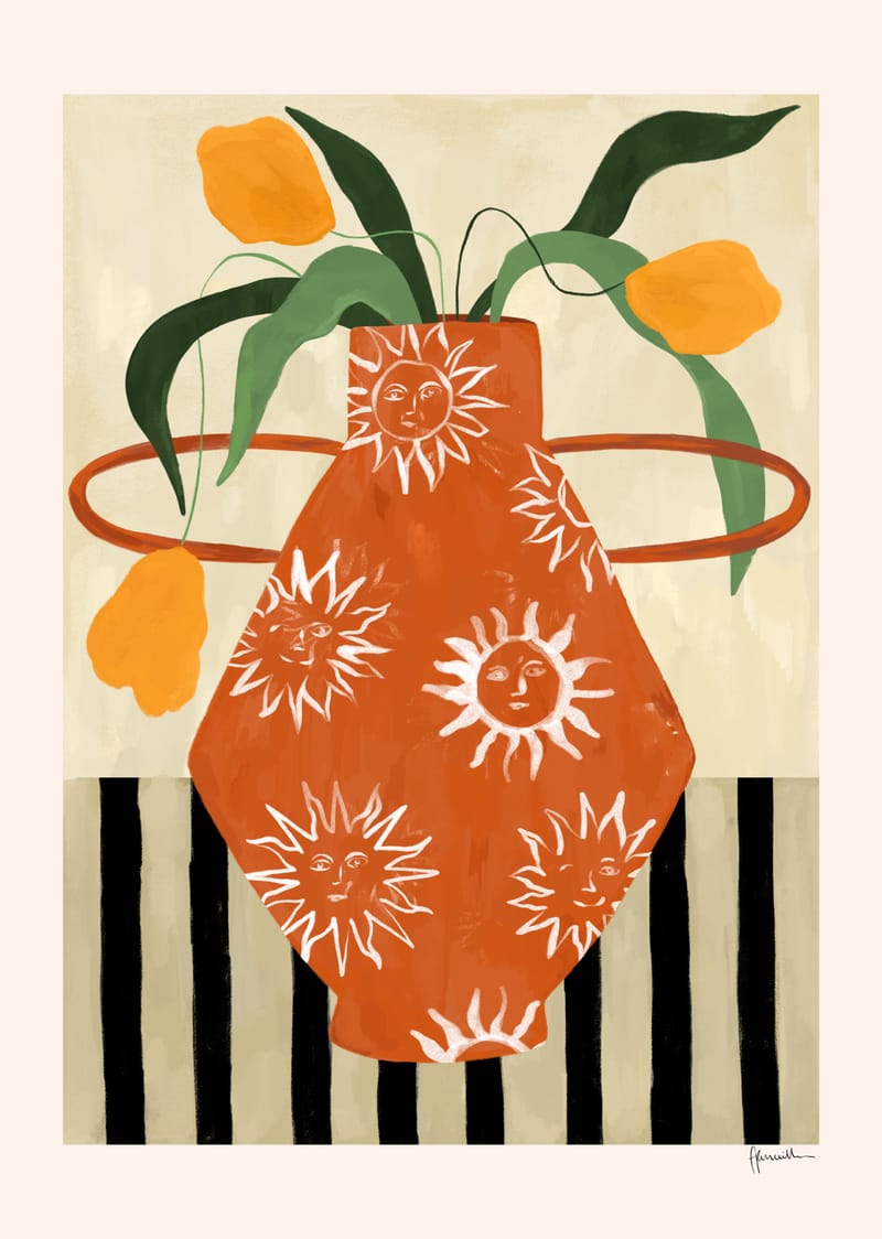 Yellow Flowers In Sun Vase - Frankie Penwill