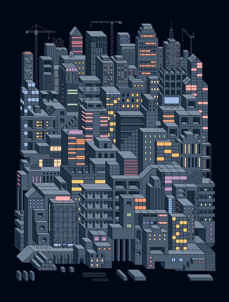 City Builders (Nighttime) - Rick Crane