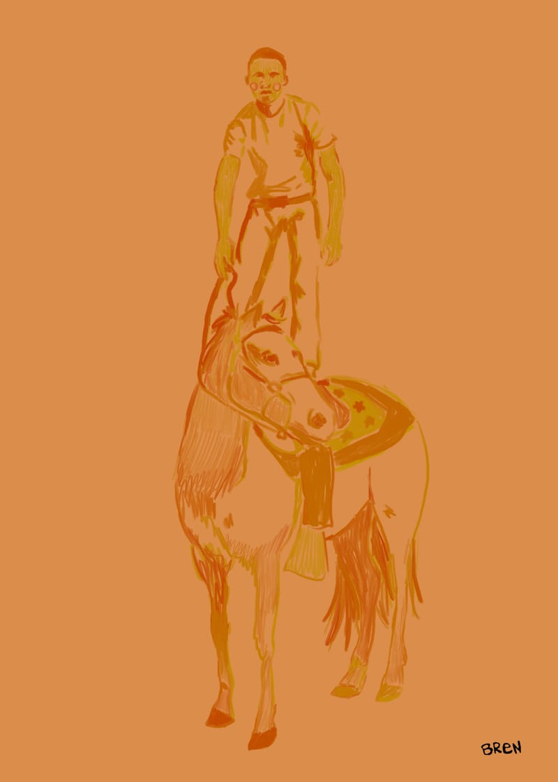 Man Standing on Horse - Scared of Moths