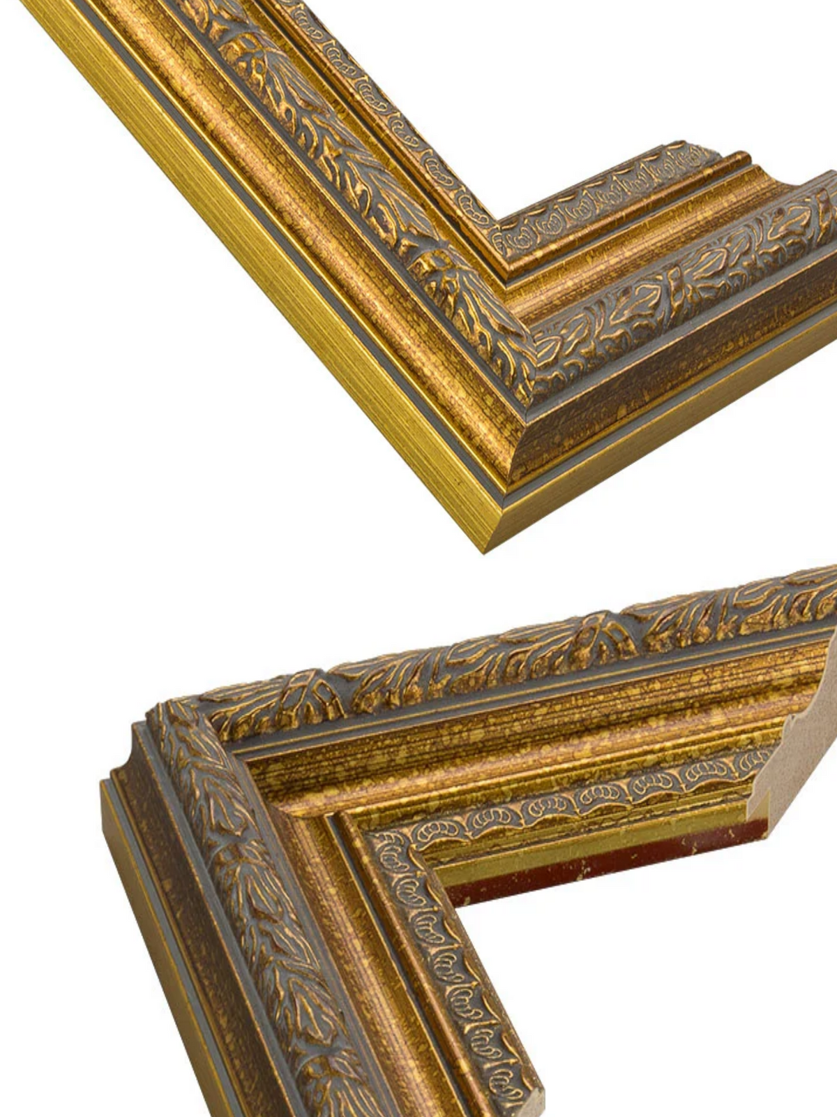 Frieze Antique Gold picture frame chevron view