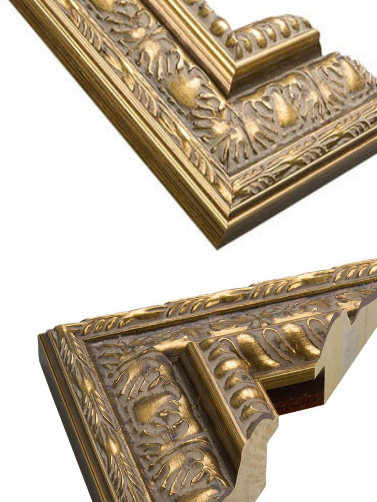 Coronet Antique Gold picture frame chevron view