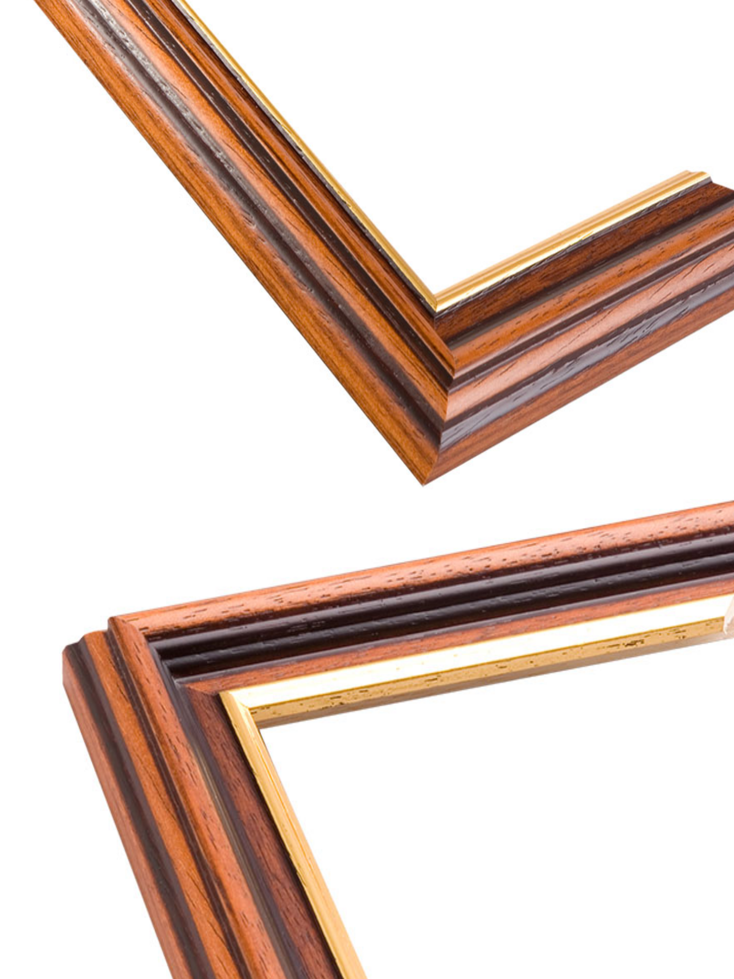 Antique Walnut & Gold - Wide picture frame chevron view