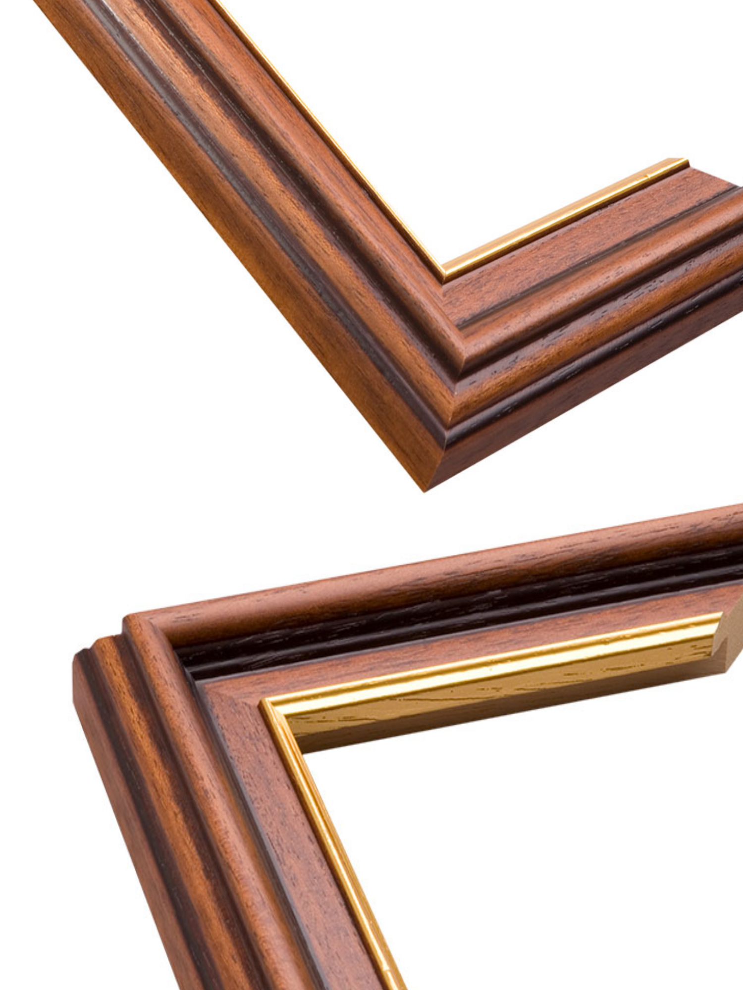 Antique Walnut & Gold - Extra Wide picture frame chevron view