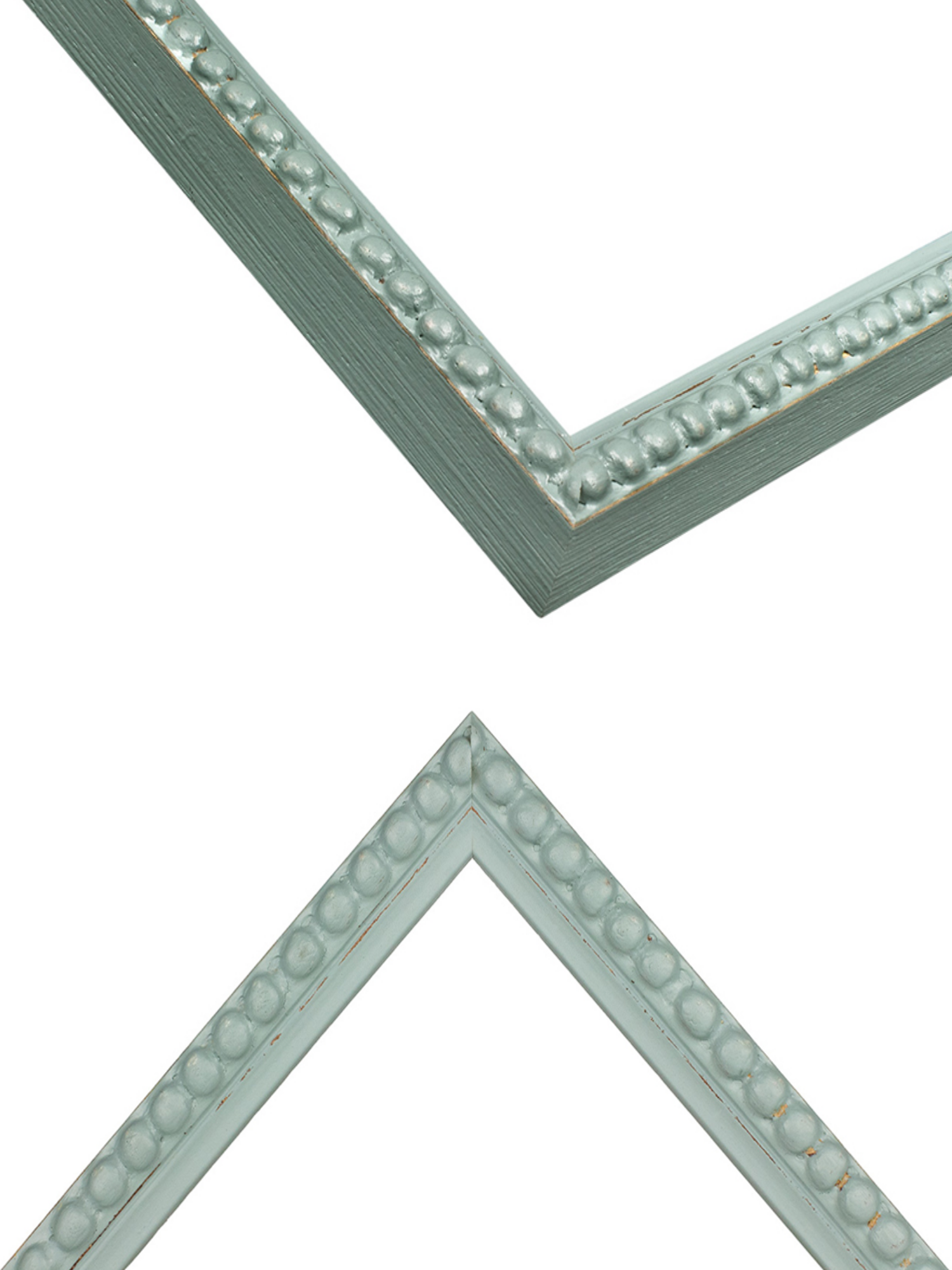 Sea Foam Grey Bobbin picture frame chevron view