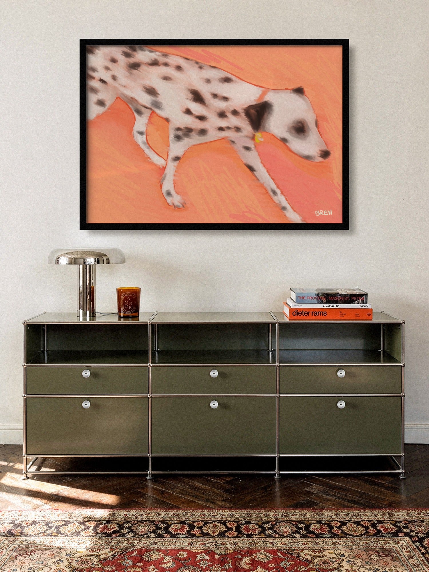 Running Dalmation - Scared of Moths - A_L_Black_140726 [Style = A_L_Black_140726] |frame=A_L_Black_140726| |type=lifestyle|