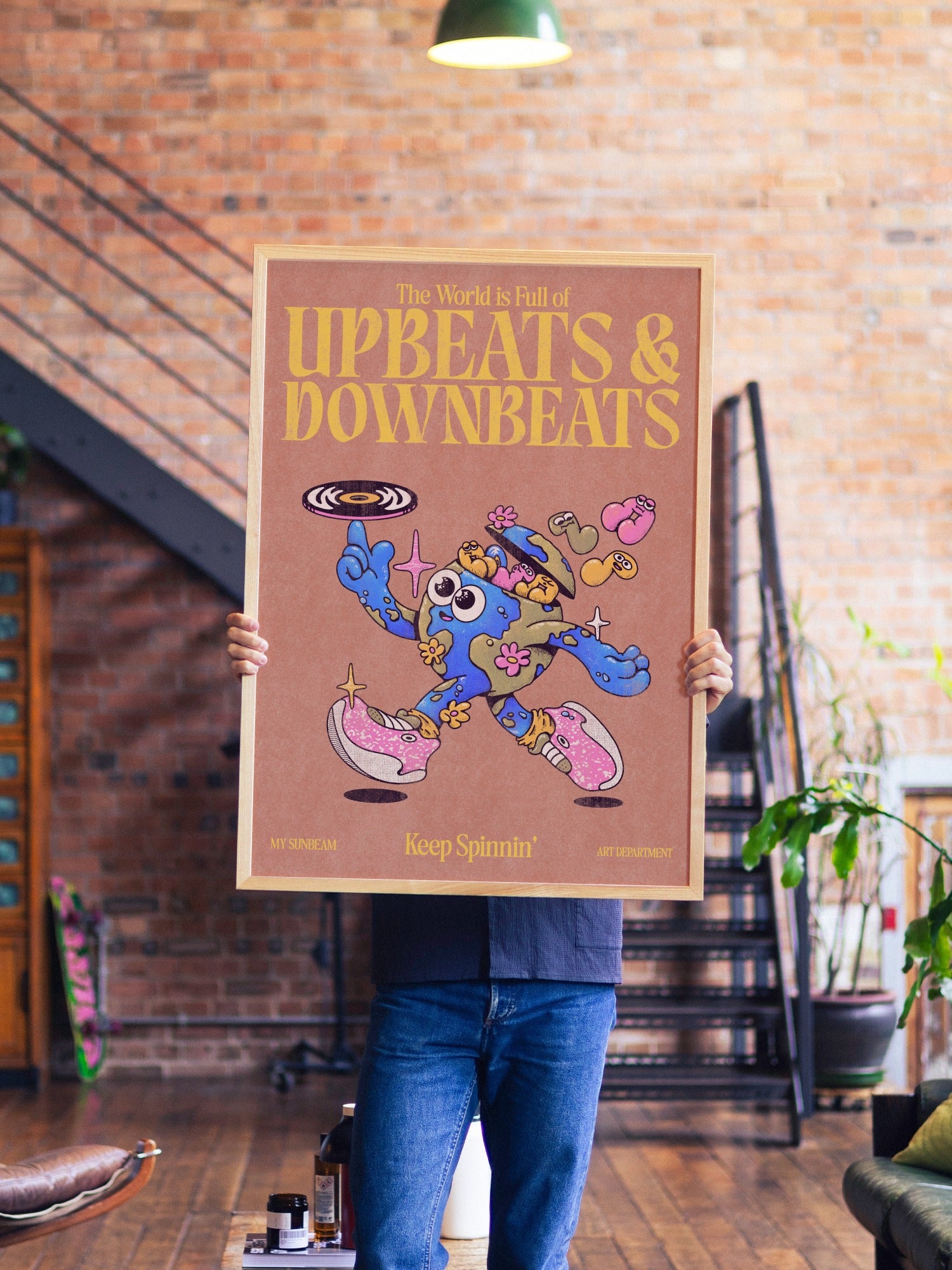 Upbeats & Downbeats - Retro Brown - My Sunbeam - A1 - Natural Wood Frame |frame=A1 - Natural Wood Frame| |type=lifestyle|