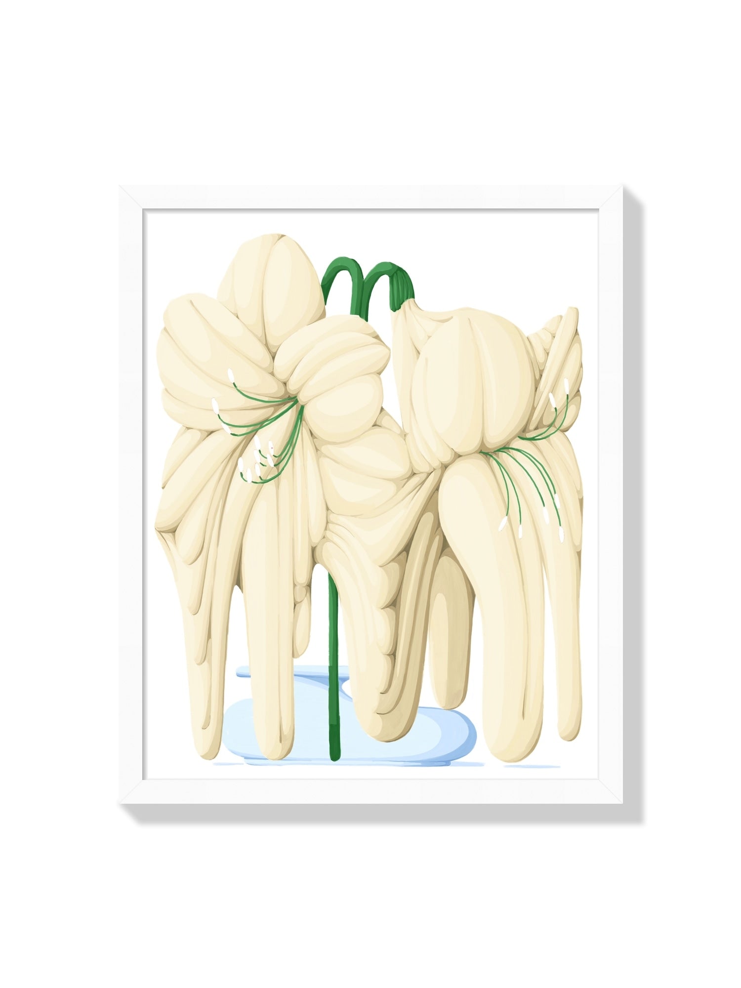 "Melting Flower VI" by Flo Meissner, fine art print displayed in white frame. |frame=White Frame|
