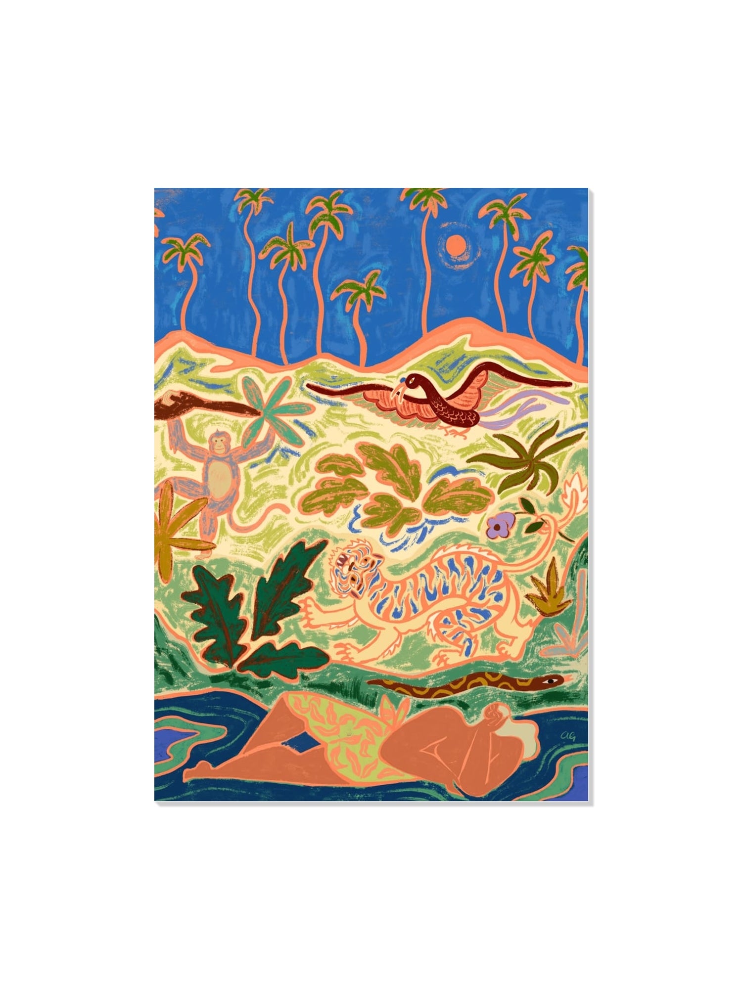 Fine art print "Wild World" by Arty Guava, unframed, showcasing vibrant abstract design. |frame=Unframed|