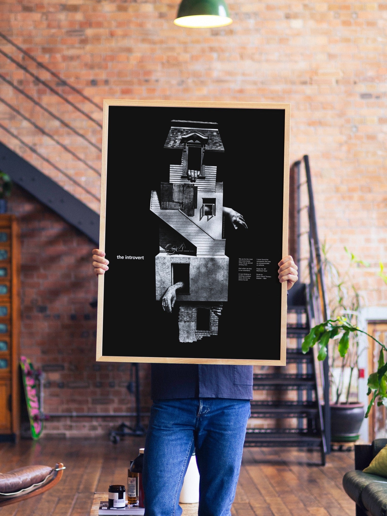 The Introvert - Meinhard Taxer - A1 - Natural Wood Frame |type=lifestyle|