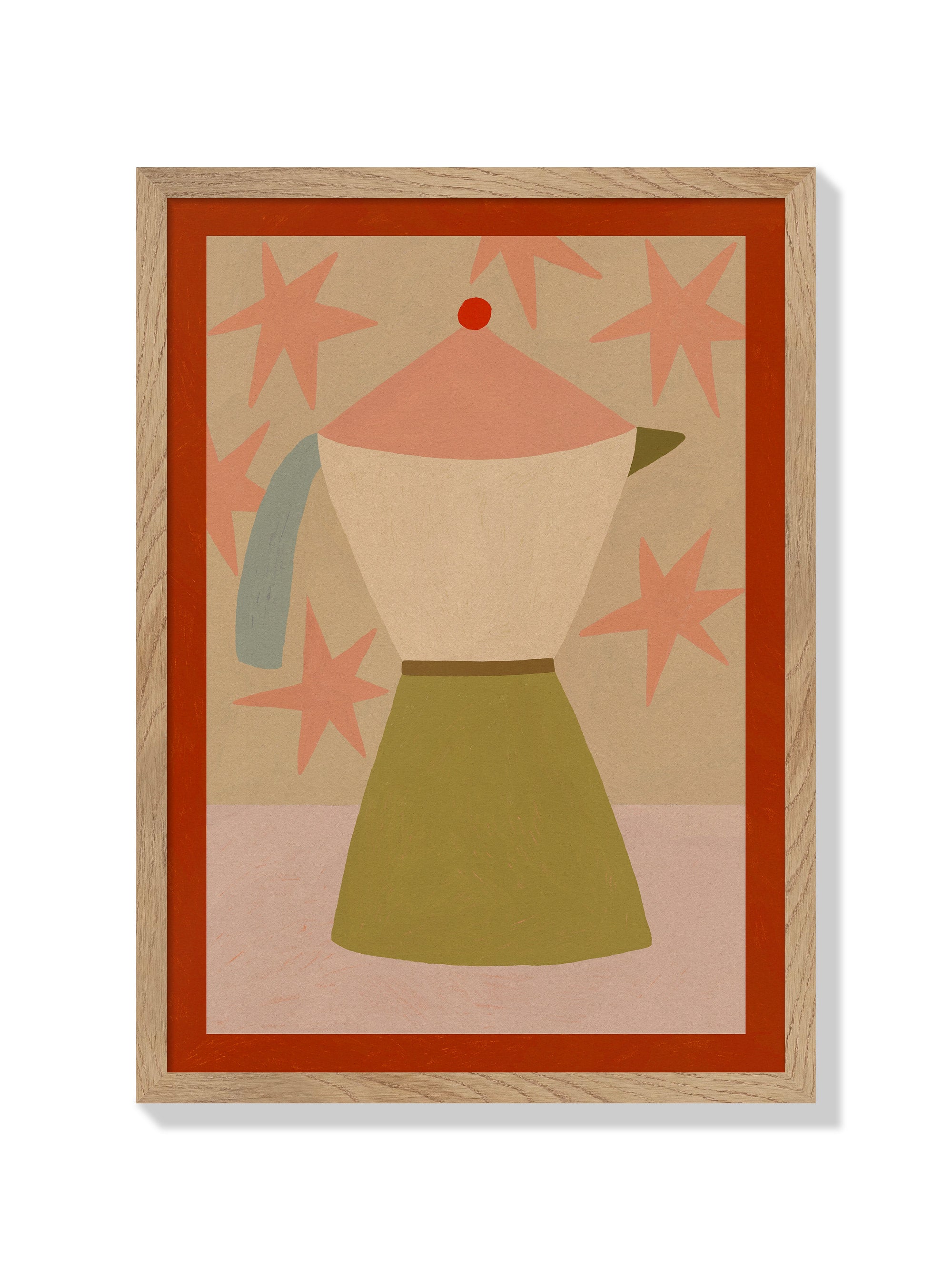 Moka Pot With Stars - Sophie Deller  - Natural Frame |frame=Natural Frame|