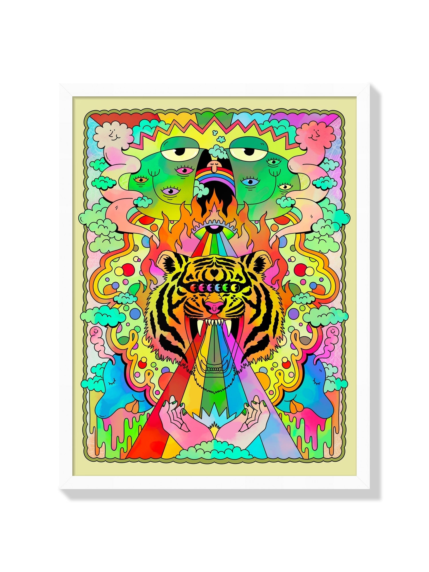 "Rainbow Tiger Blood" fine art print by James Carey in white frame. |frame=White Frame|