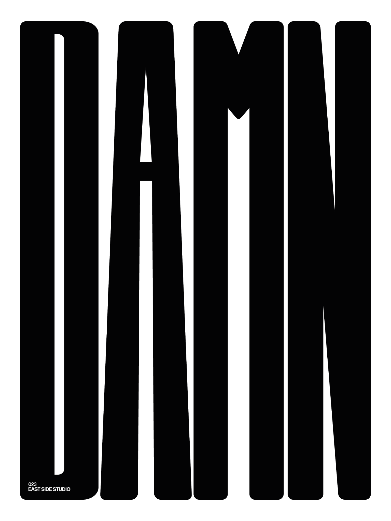 a black and white image of the word damn