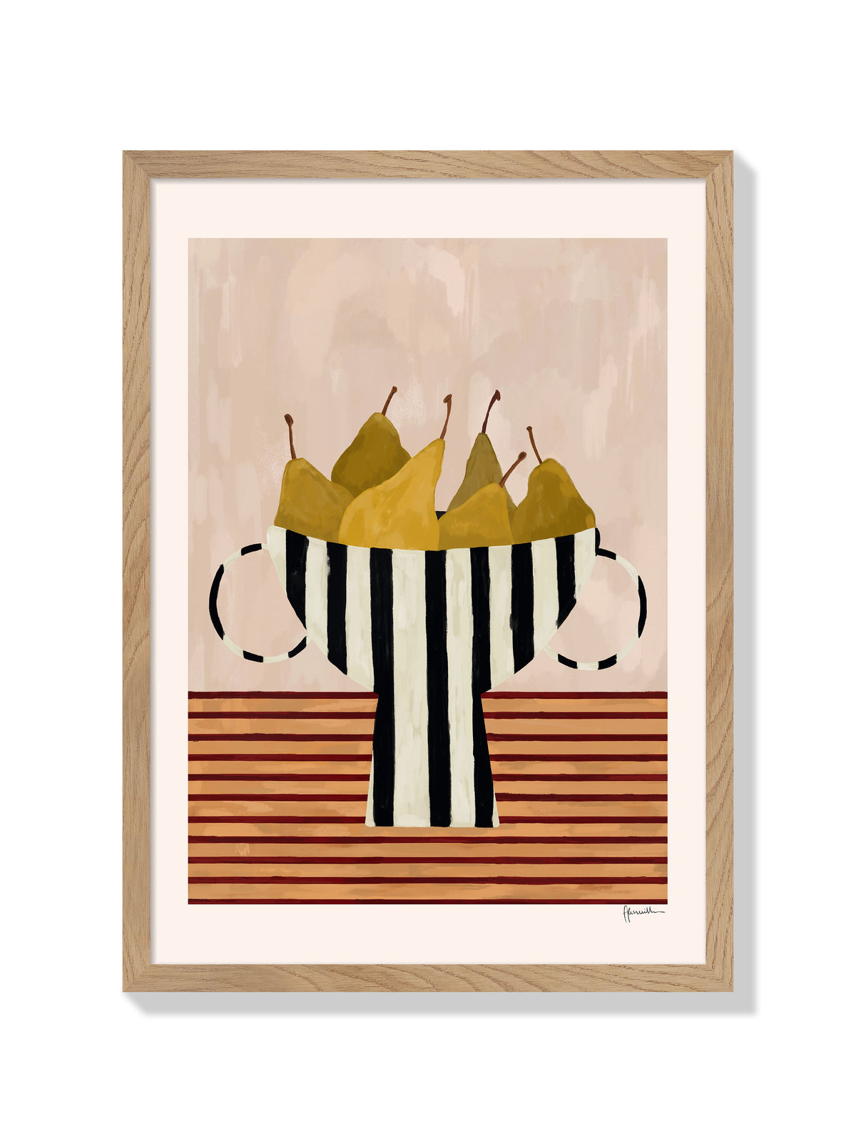 Pears In Black & White Bowl - Frankie Penwill - Natural Frame |frame=Natural Frame|