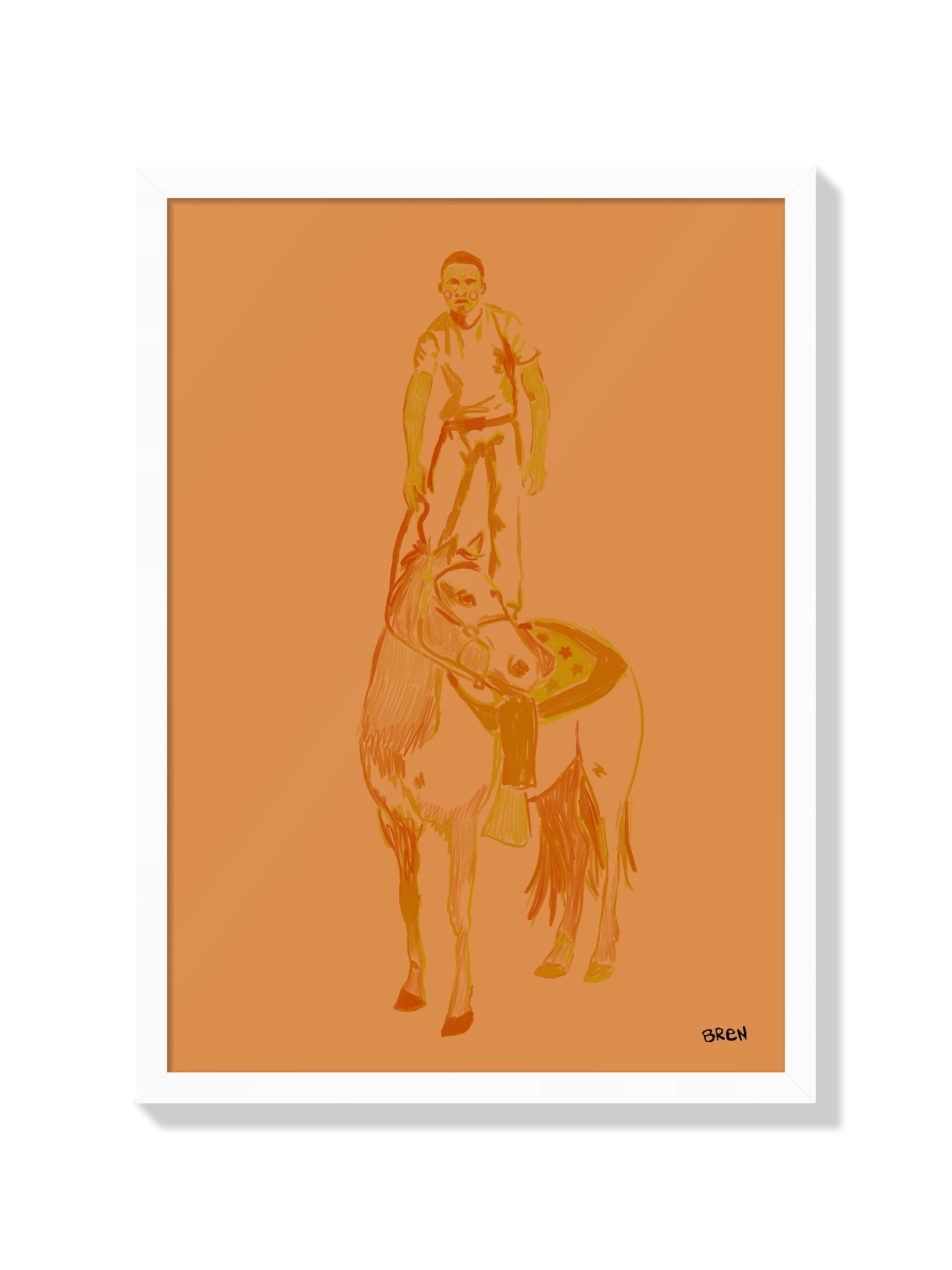 Man Standing on Horse - Scared of Moths - White Frame |frame=White Frame|